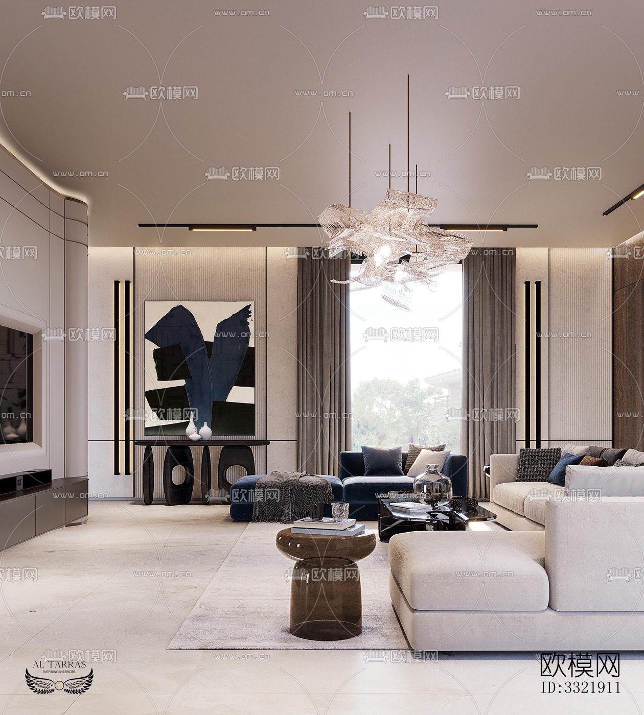 现代客厅效果图下载（渲染图1）