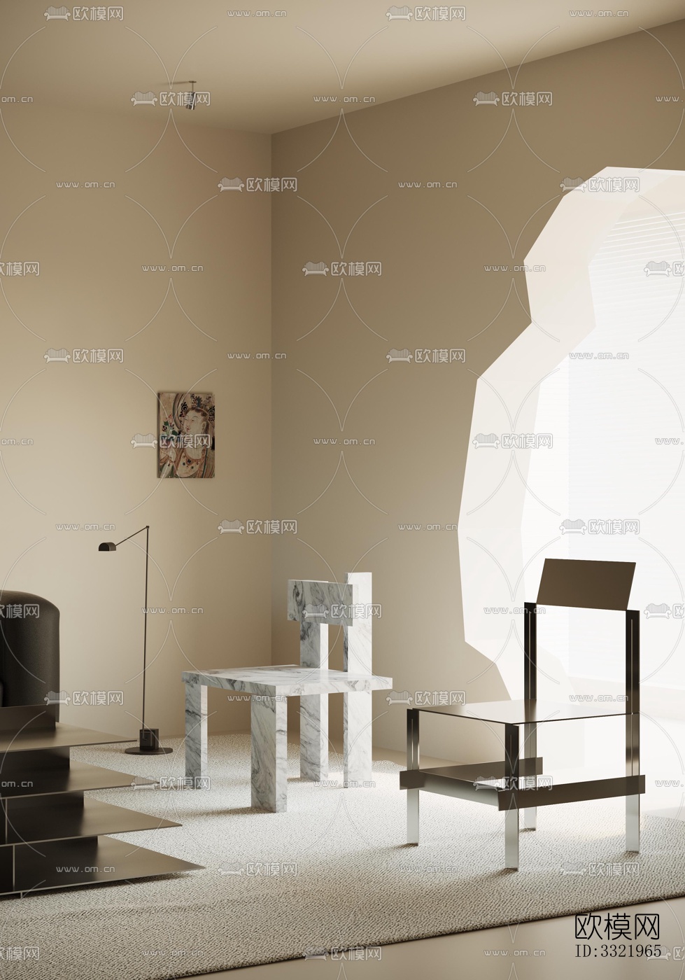 现代客厅效果图下载（渲染图2）