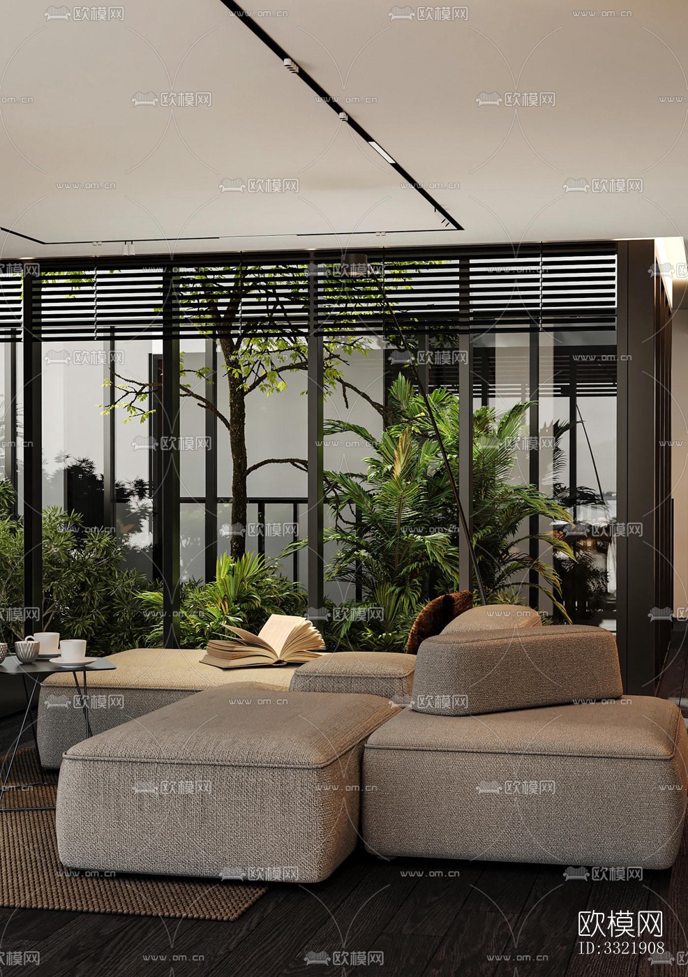 现代客厅效果图下载（渲染图2）