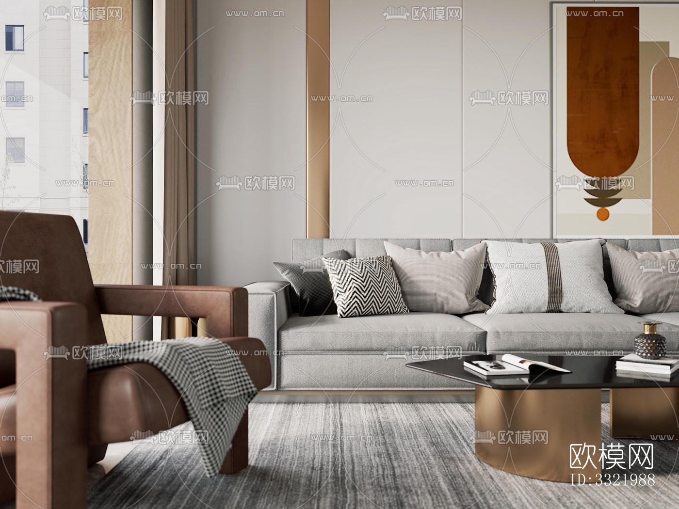 现代客厅效果图下载（渲染图1）