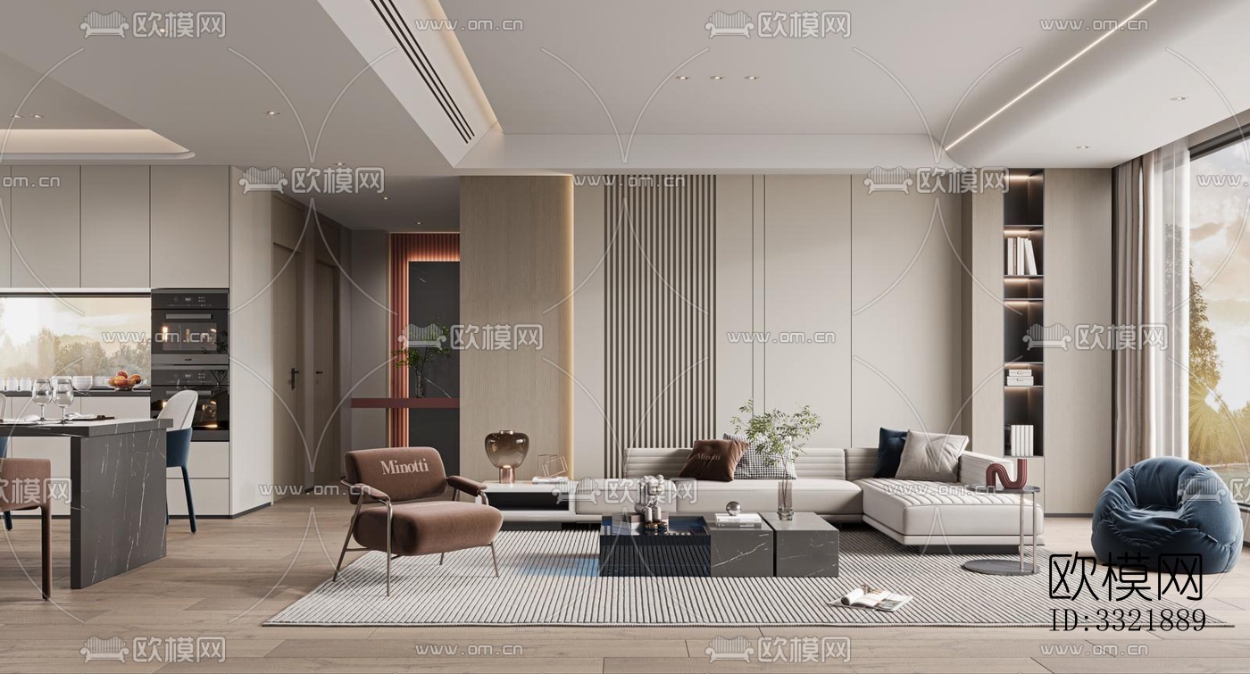 现代客厅效果图下载（渲染图6）