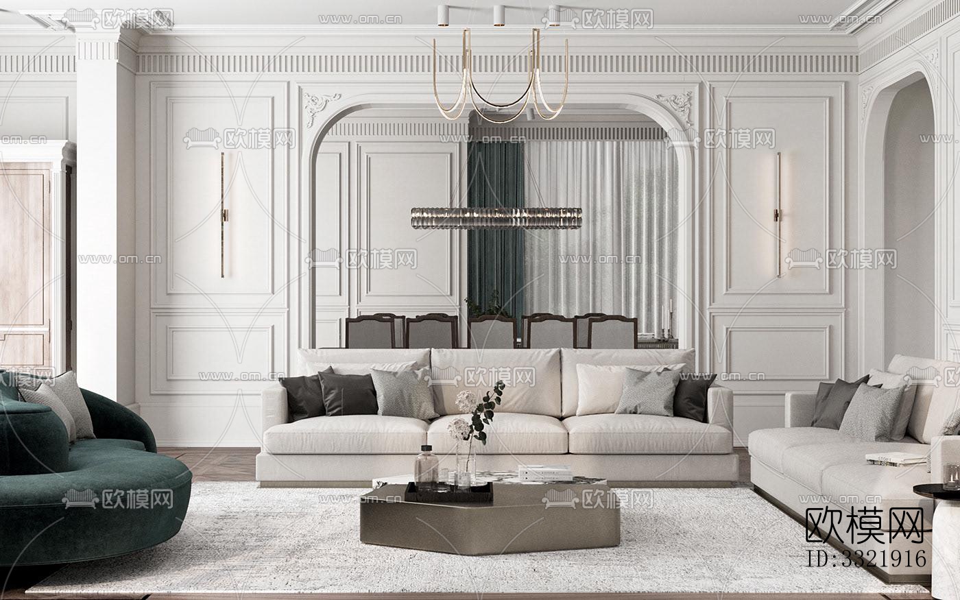 现代客厅效果图下载（渲染图1）