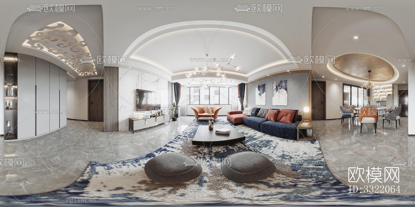 现代客厅效果图下载（渲染图1）