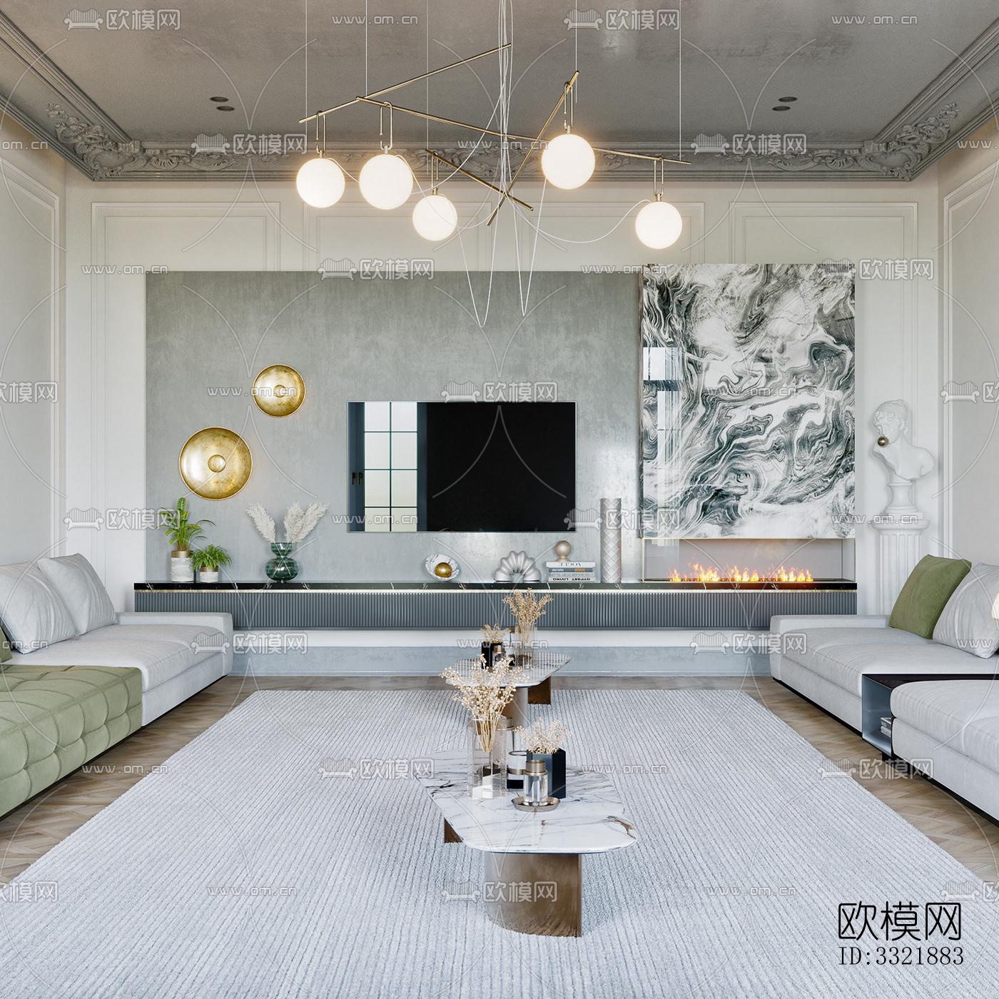 现代客厅效果图下载（渲染图4）