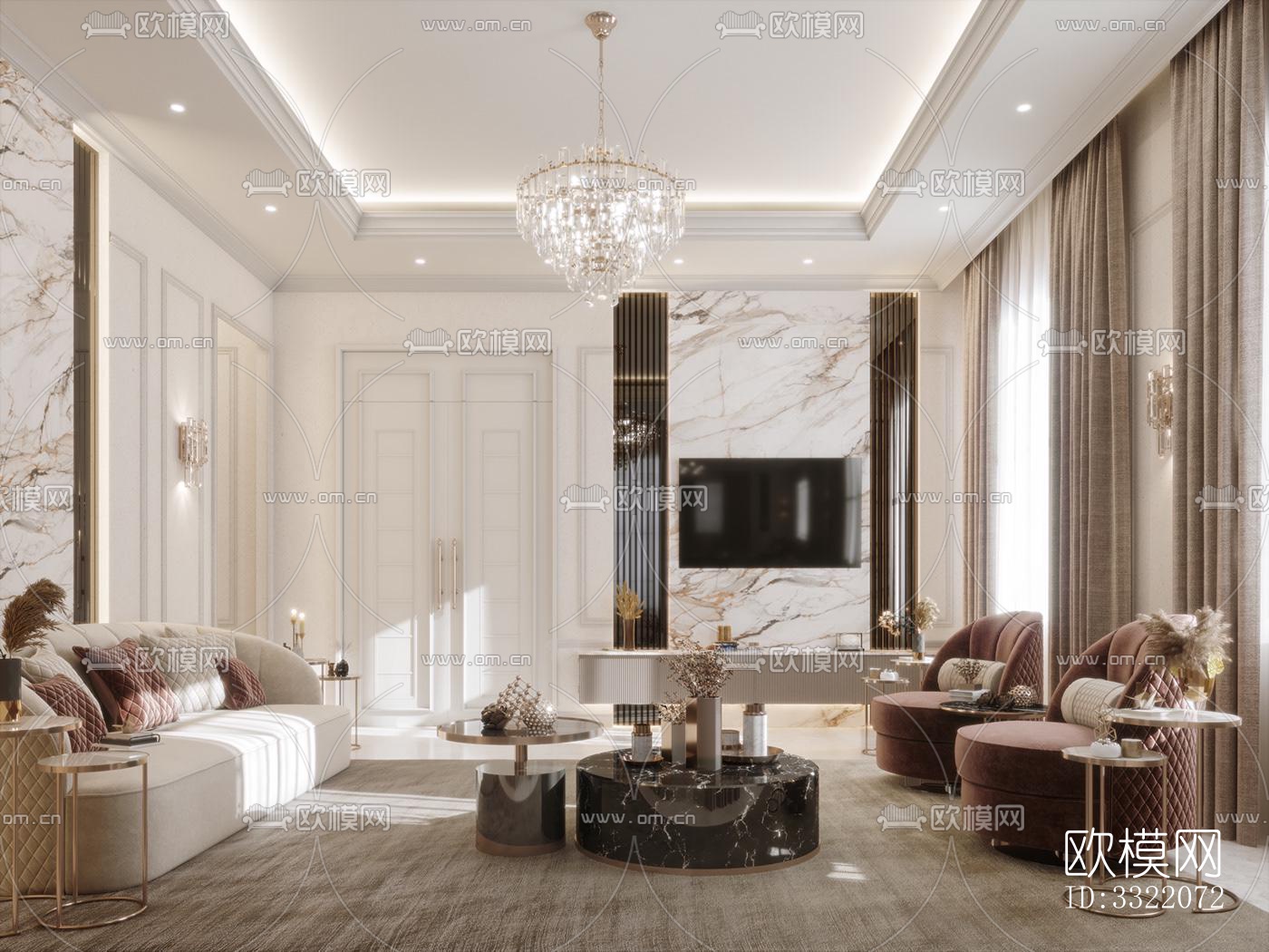 现代客厅效果图下载（渲染图3）