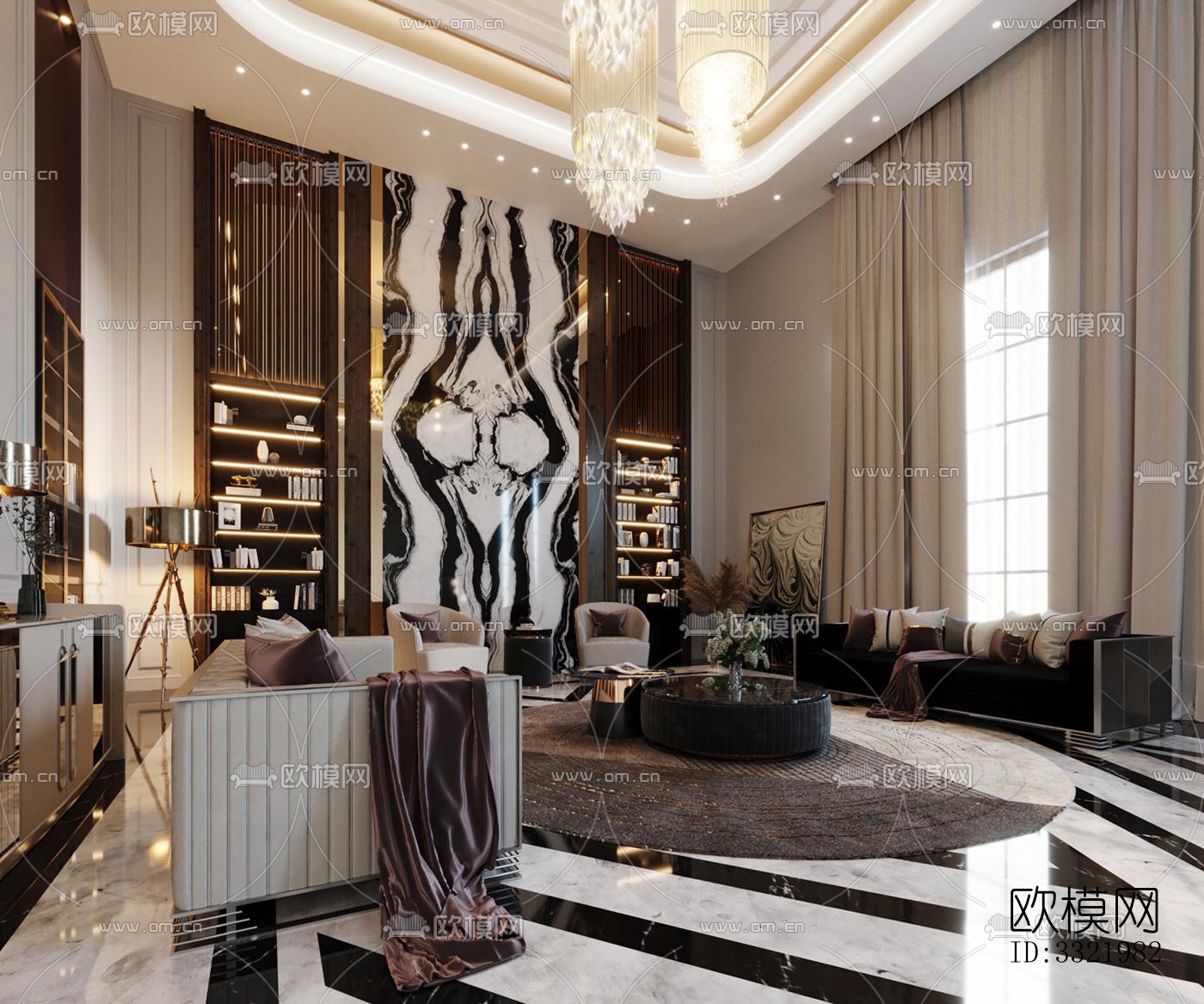 现代客厅效果图下载（渲染图5）