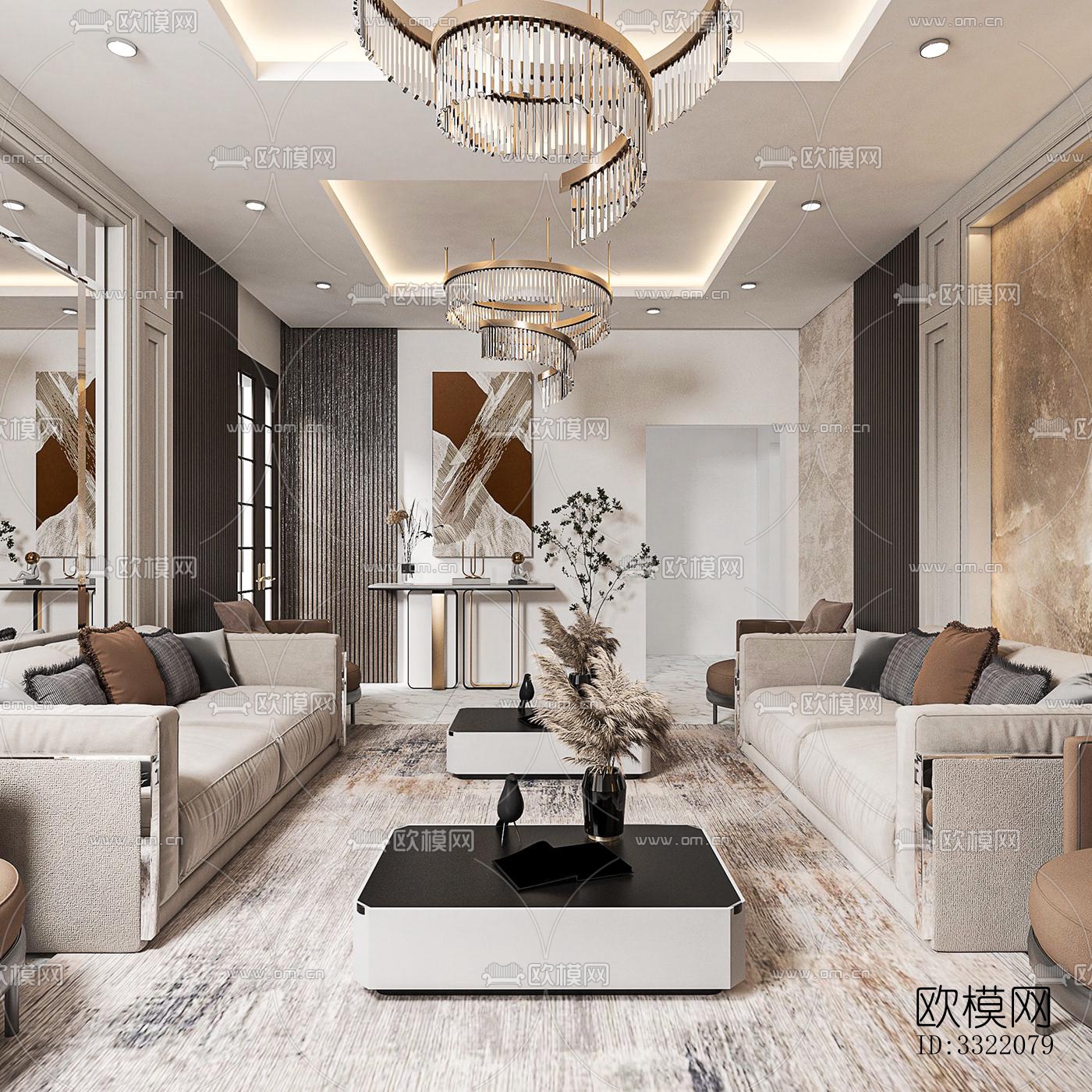 现代客厅效果图下载（渲染图2）