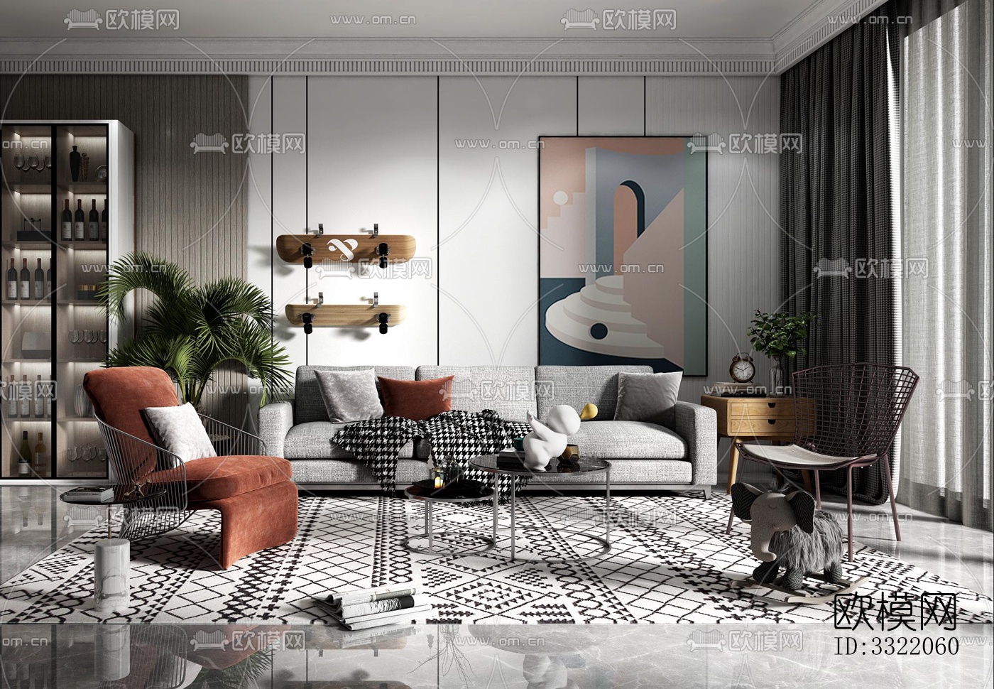 现代客厅效果图下载（渲染图18）