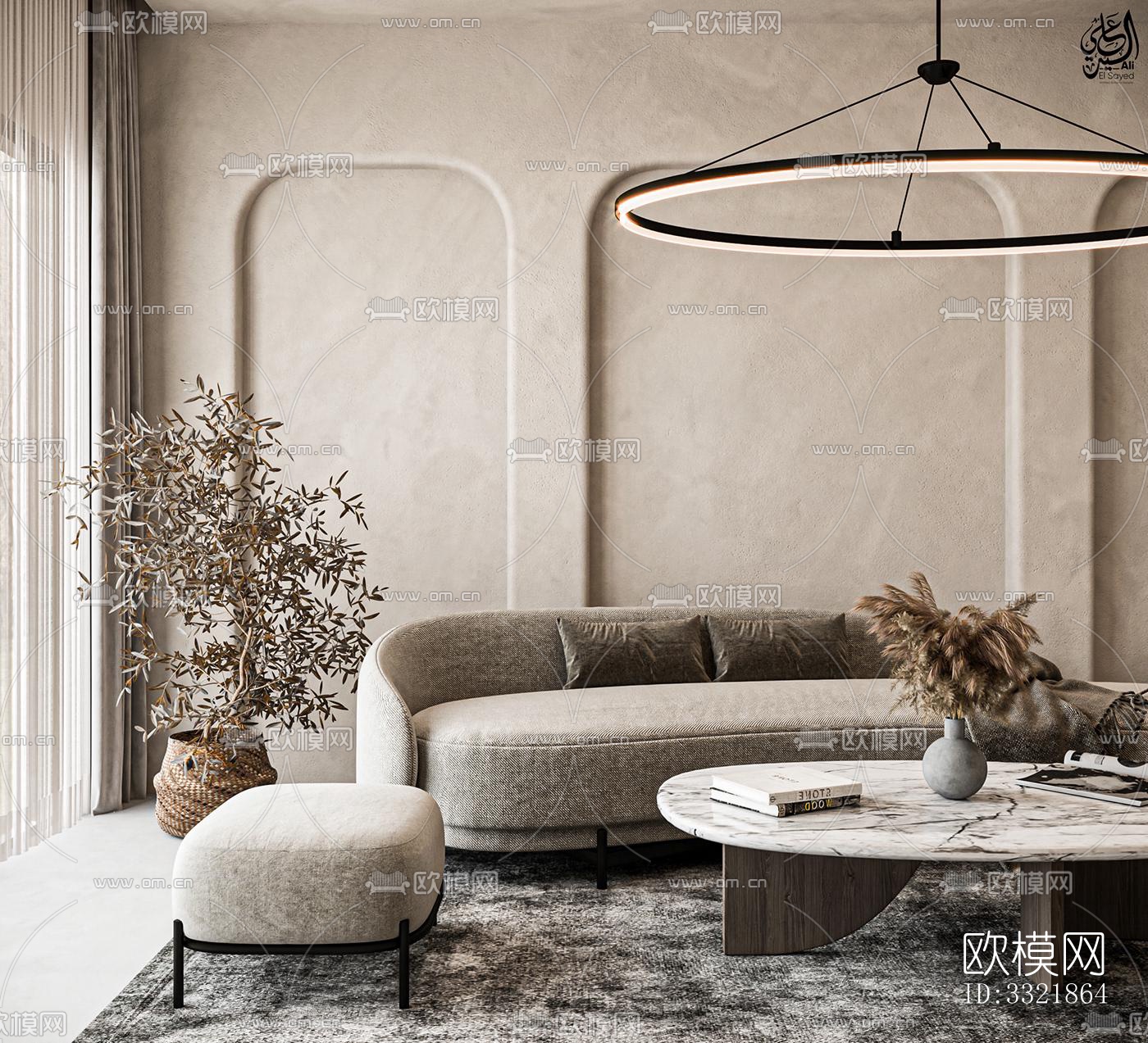 现代客厅效果图下载（渲染图3）