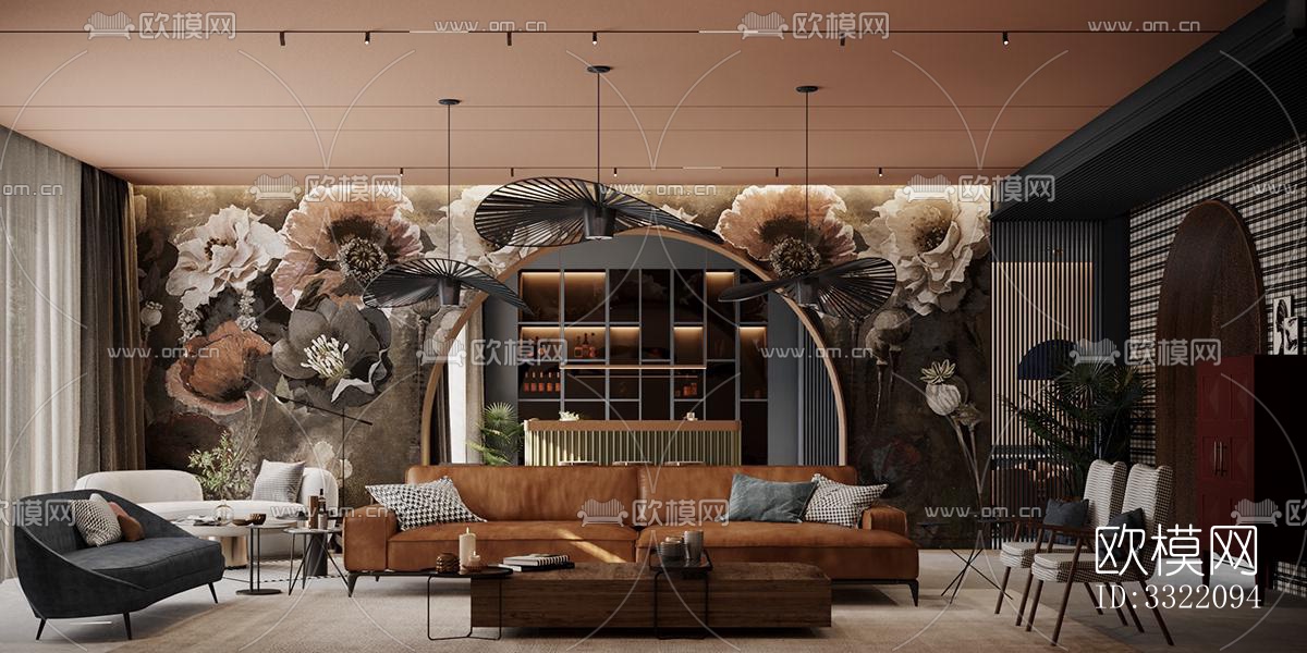 现代客厅效果图下载（渲染图4）