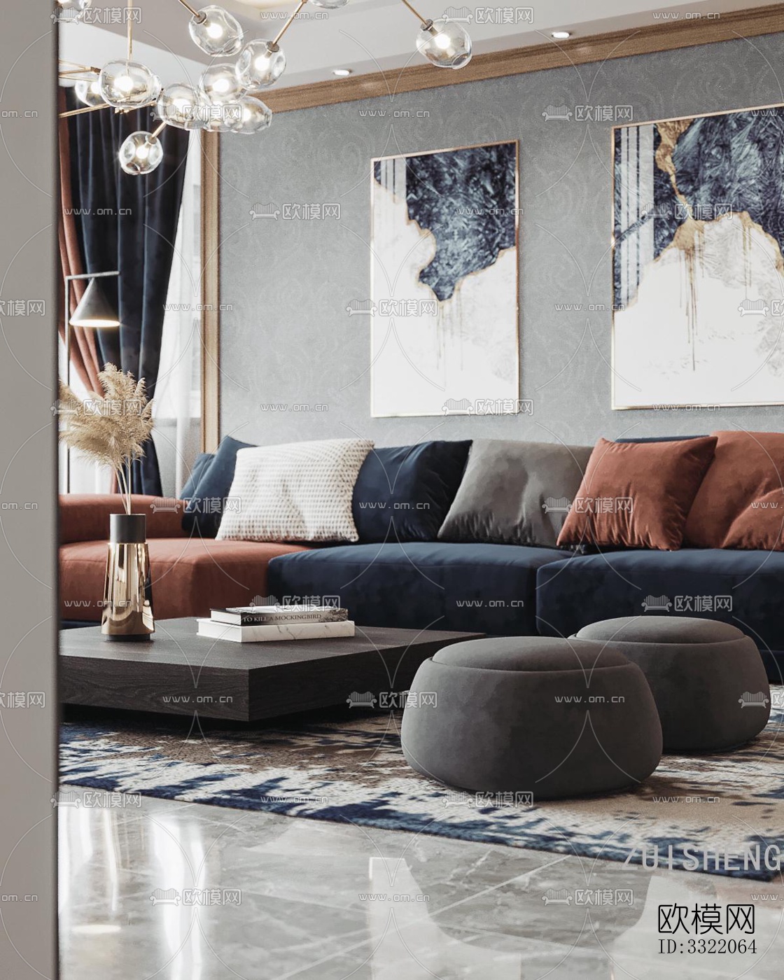 现代客厅效果图下载（渲染图9）