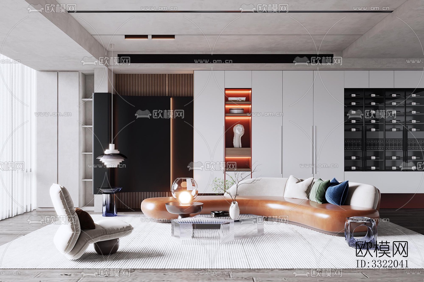 现代客厅效果图下载（渲染图1）