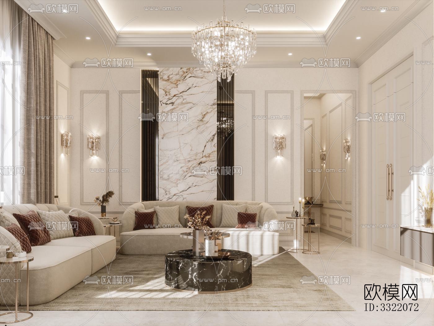 现代客厅效果图下载（渲染图4）