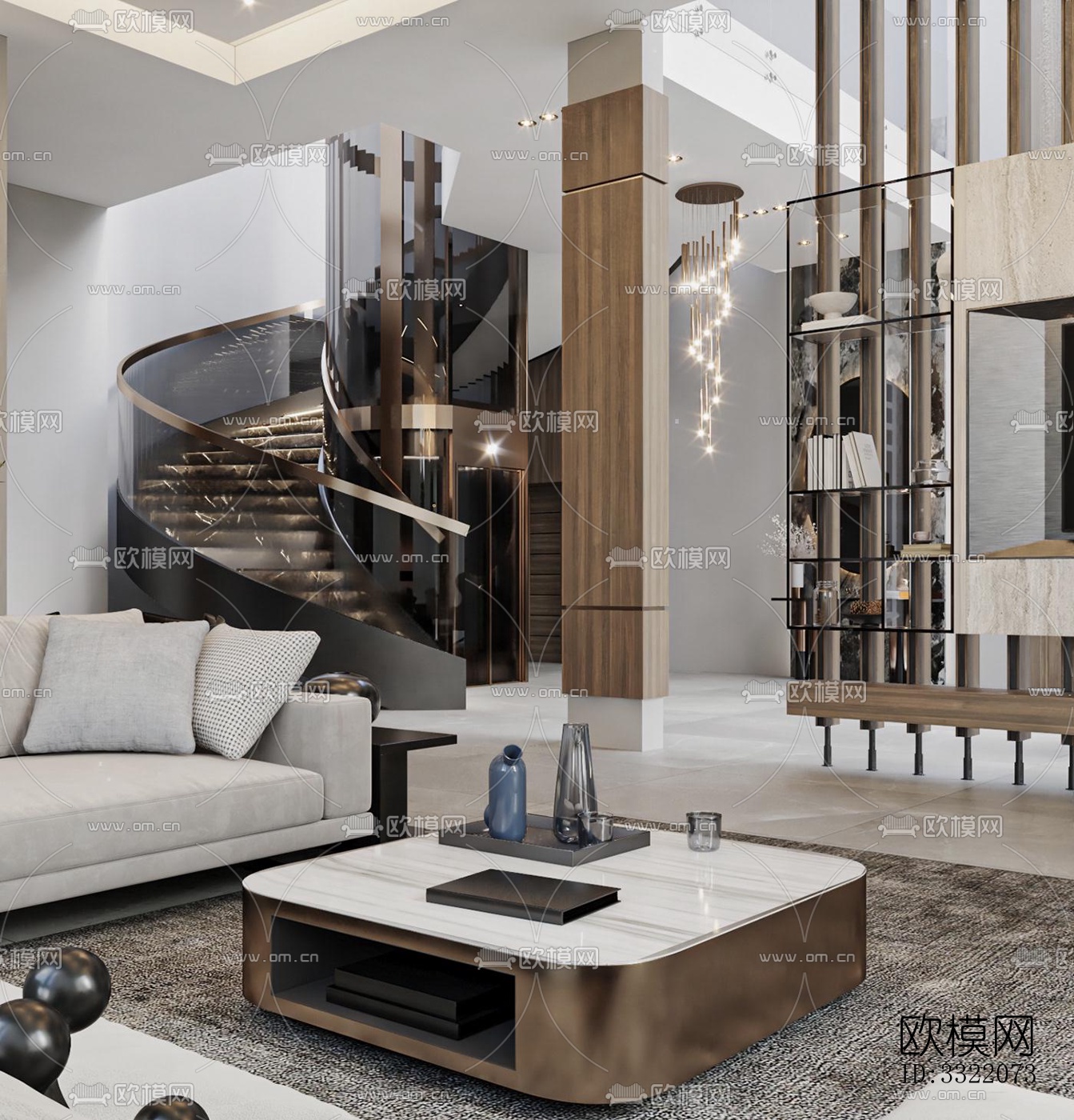 现代客厅效果图下载（渲染图2）