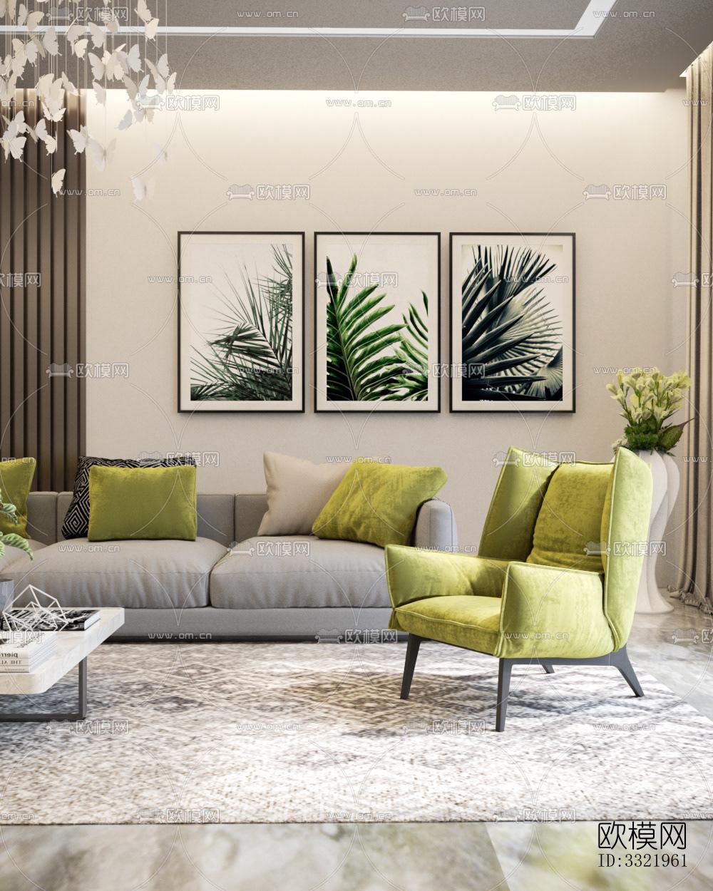 现代客厅效果图下载（渲染图5）