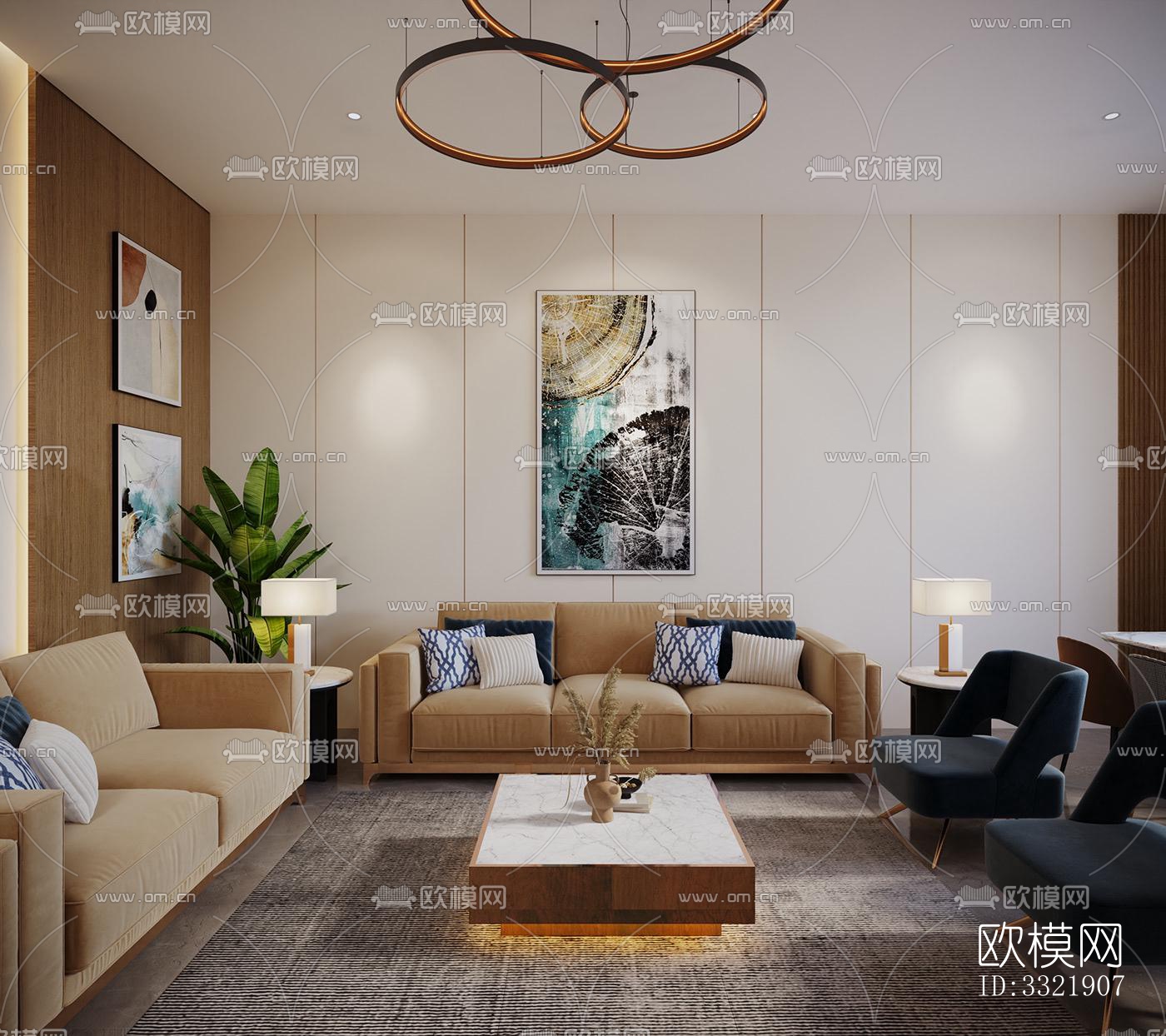 现代客厅效果图下载（渲染图2）