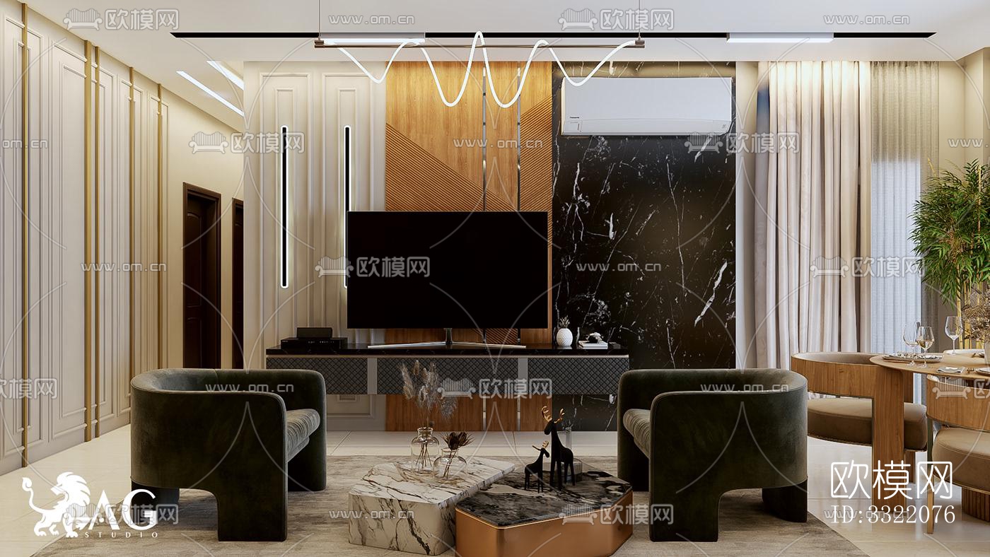 现代客厅效果图下载（渲染图5）