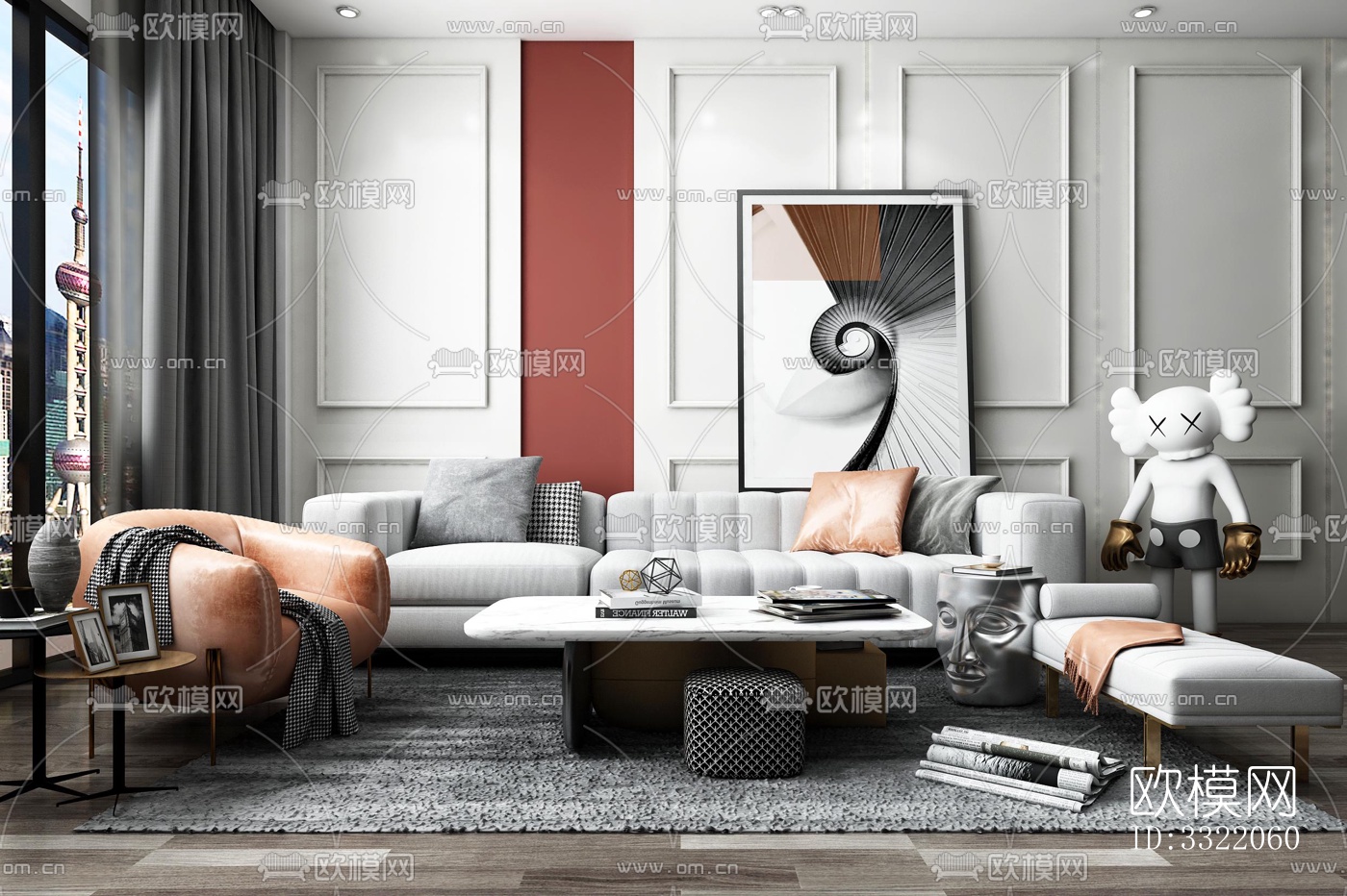 现代客厅效果图下载（渲染图9）