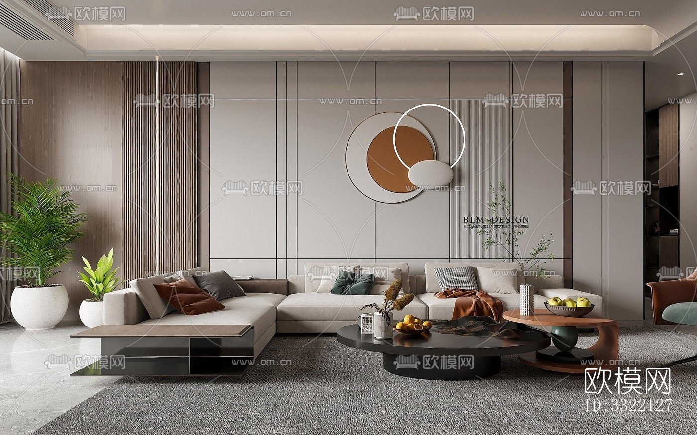 现代客厅效果图下载（渲染图2）