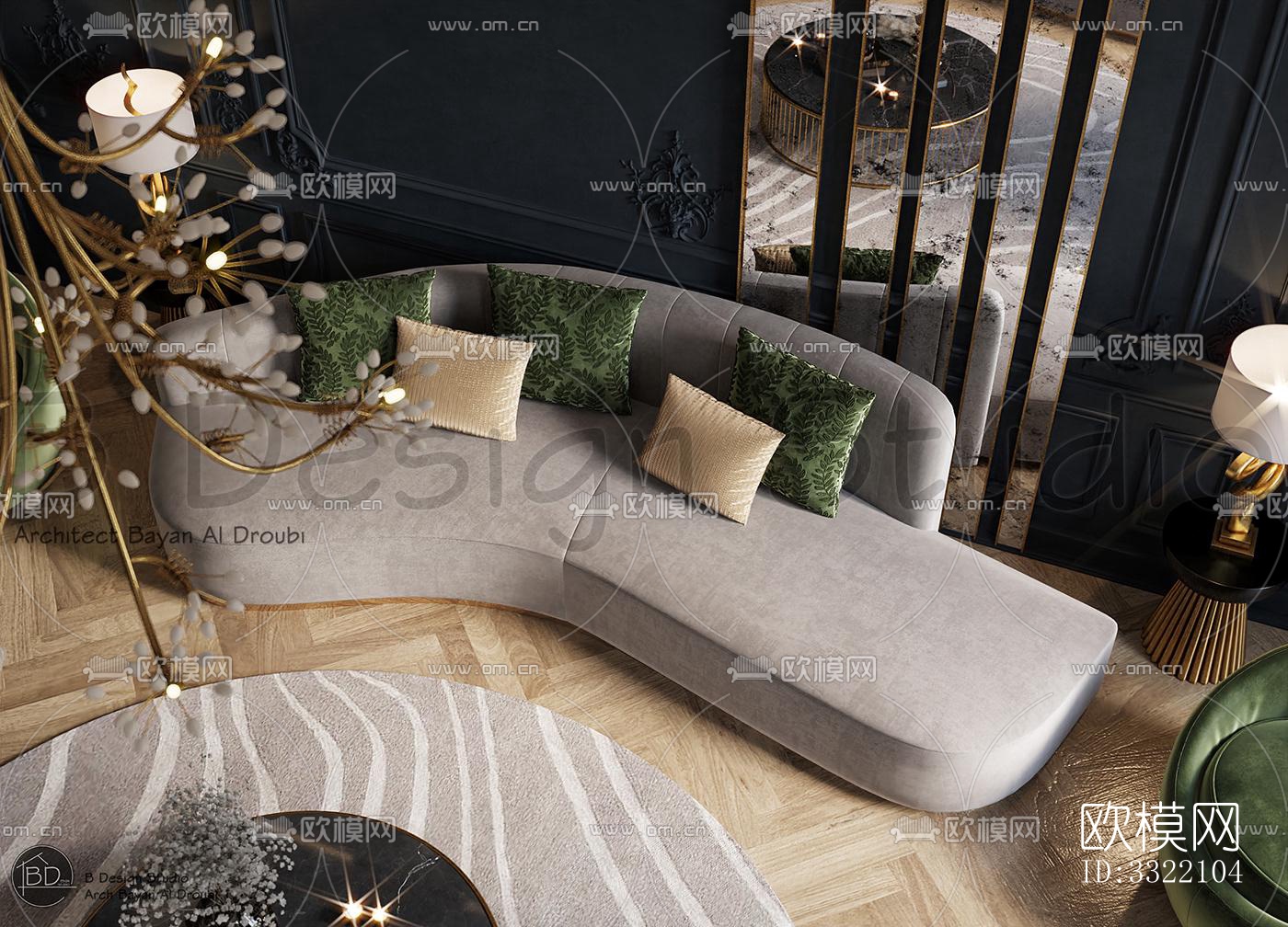 现代客厅效果图下载（渲染图7）