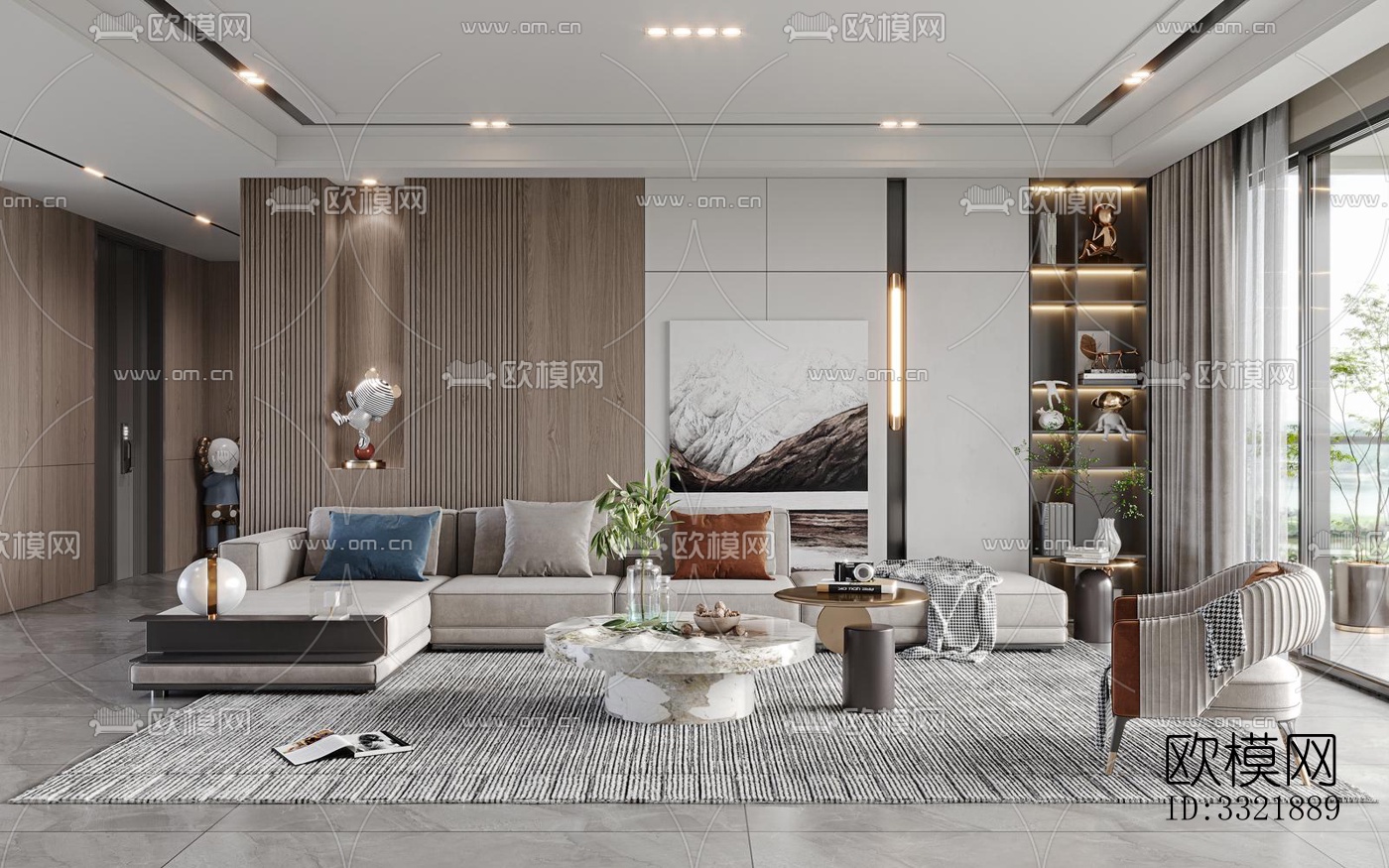 现代客厅效果图下载（渲染图12）