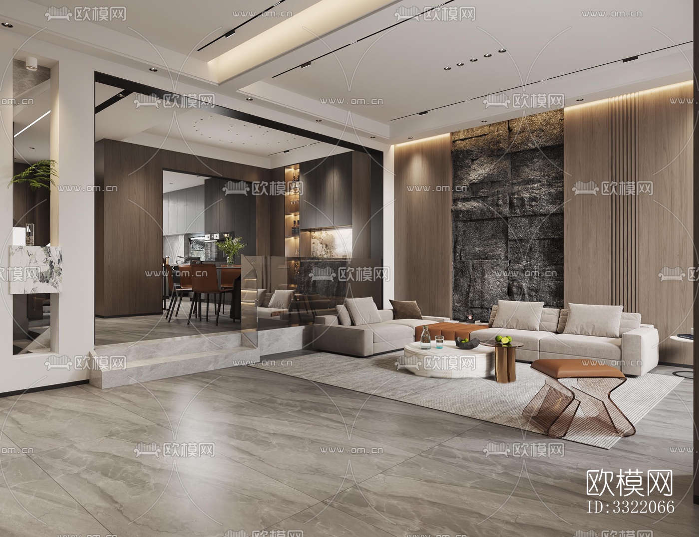 现代客厅效果图下载（渲染图7）