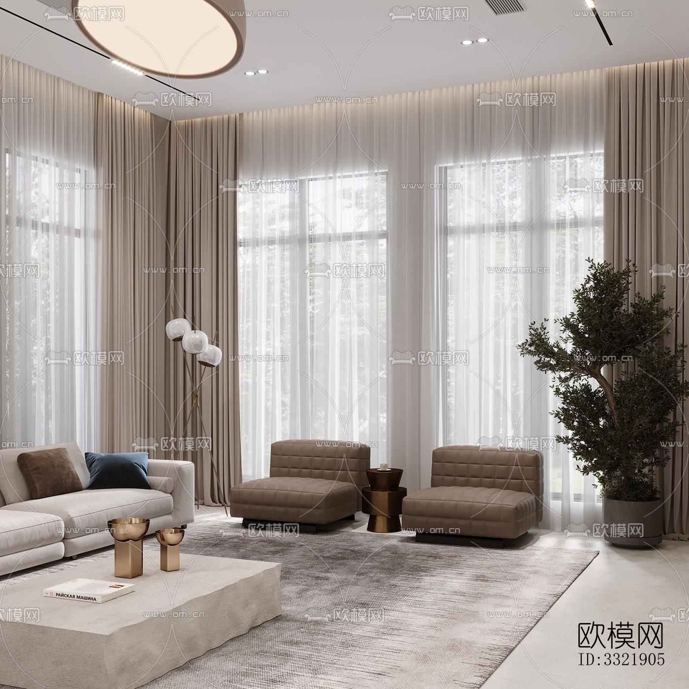 现代客厅效果图下载（渲染图5）