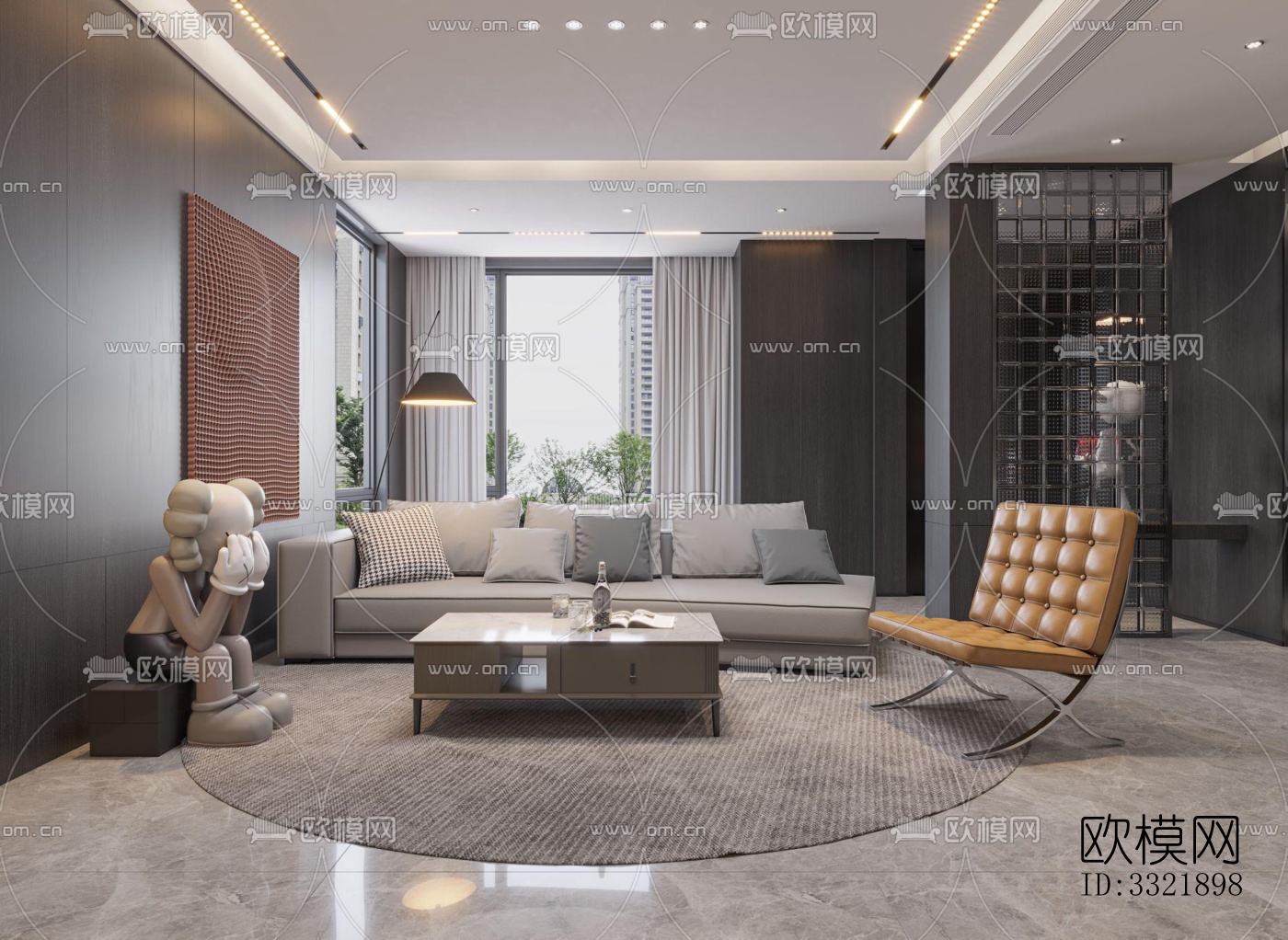 现代客厅效果图下载（渲染图6）