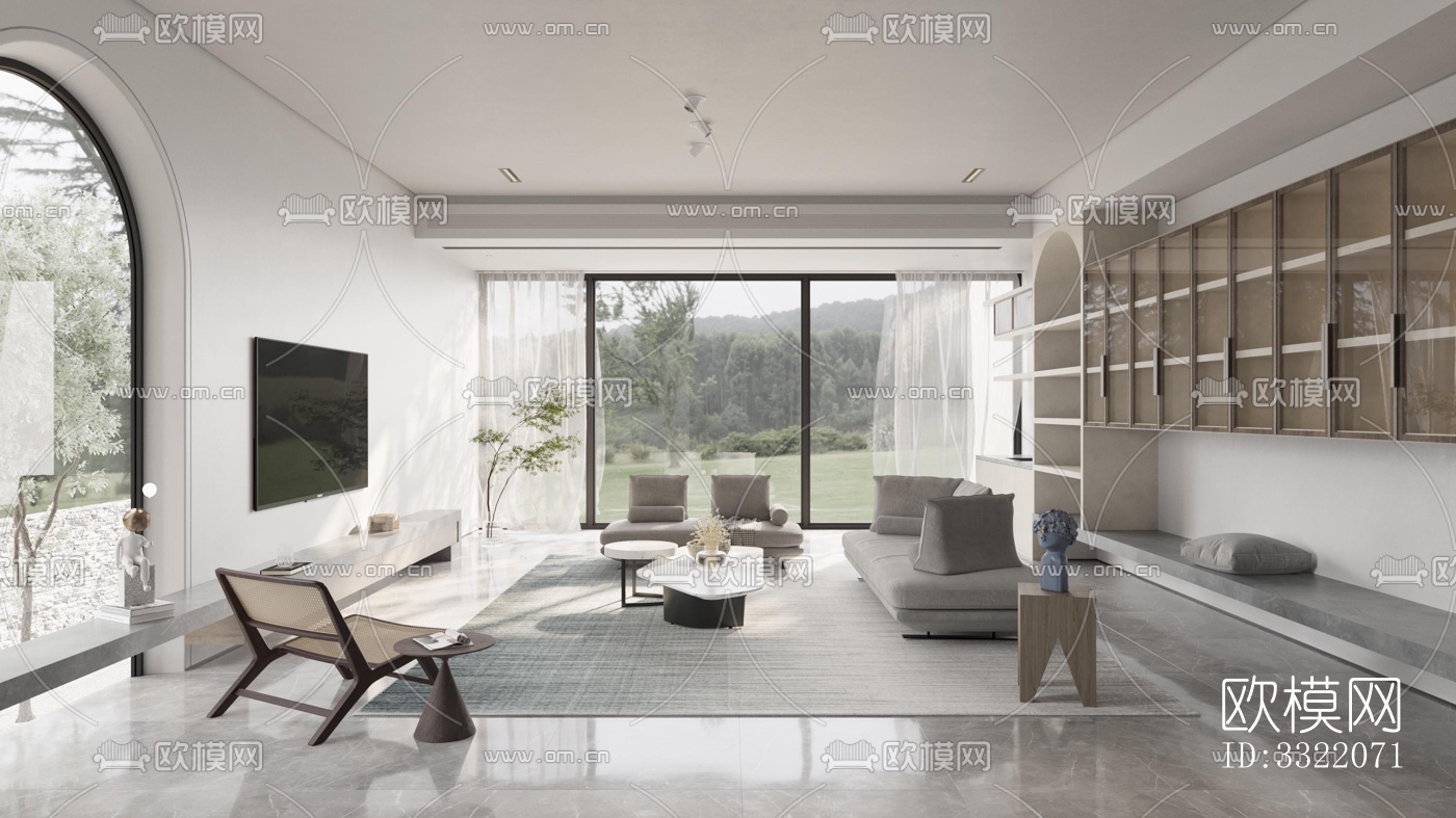 现代客厅效果图下载（渲染图1）