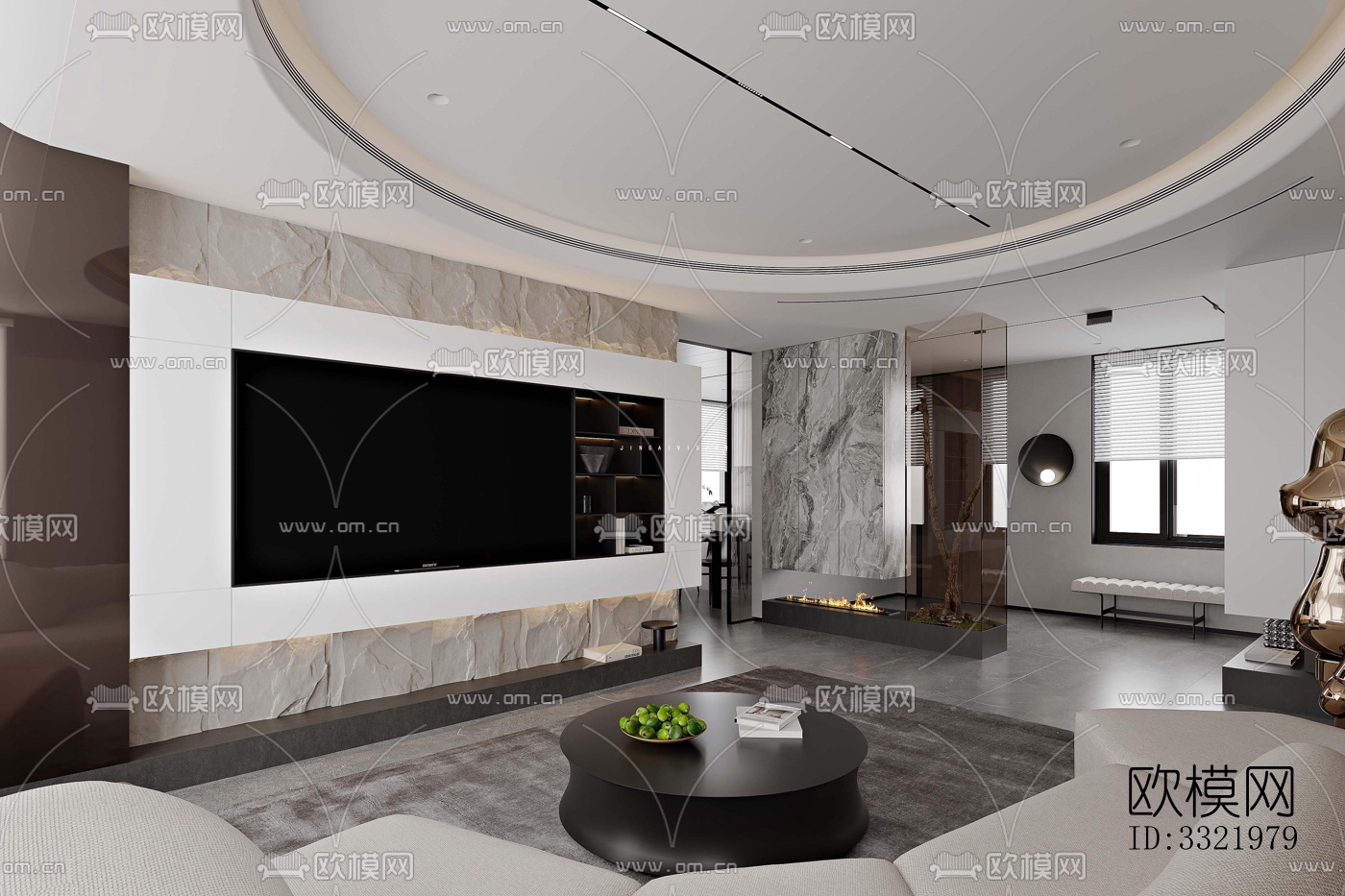 现代客厅效果图下载（渲染图7）