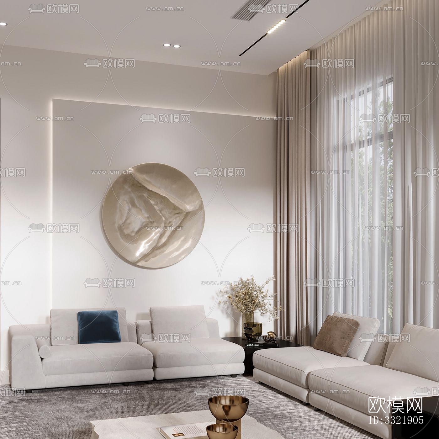 现代客厅效果图下载（渲染图2）