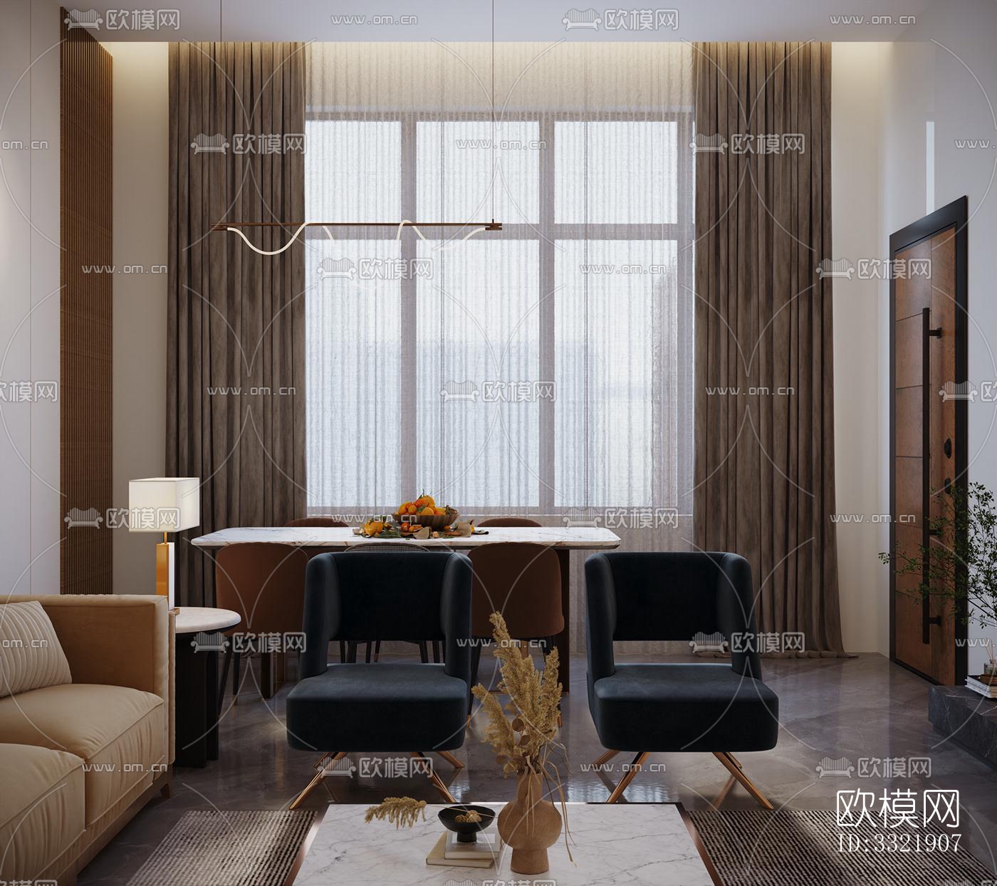 现代客厅效果图下载（渲染图5）