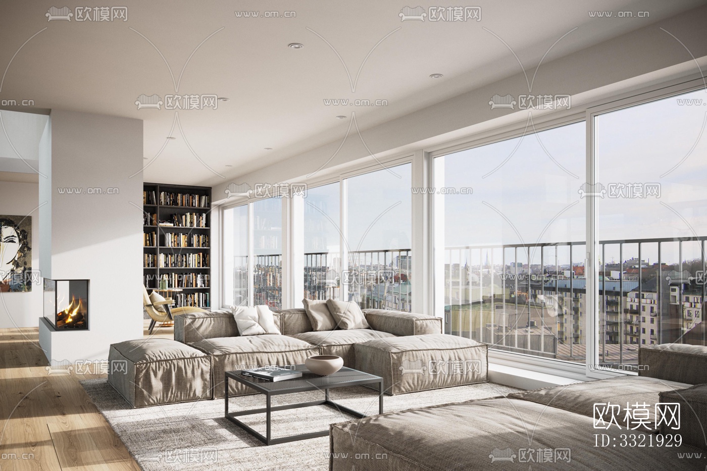 现代客厅效果图下载（渲染图1）