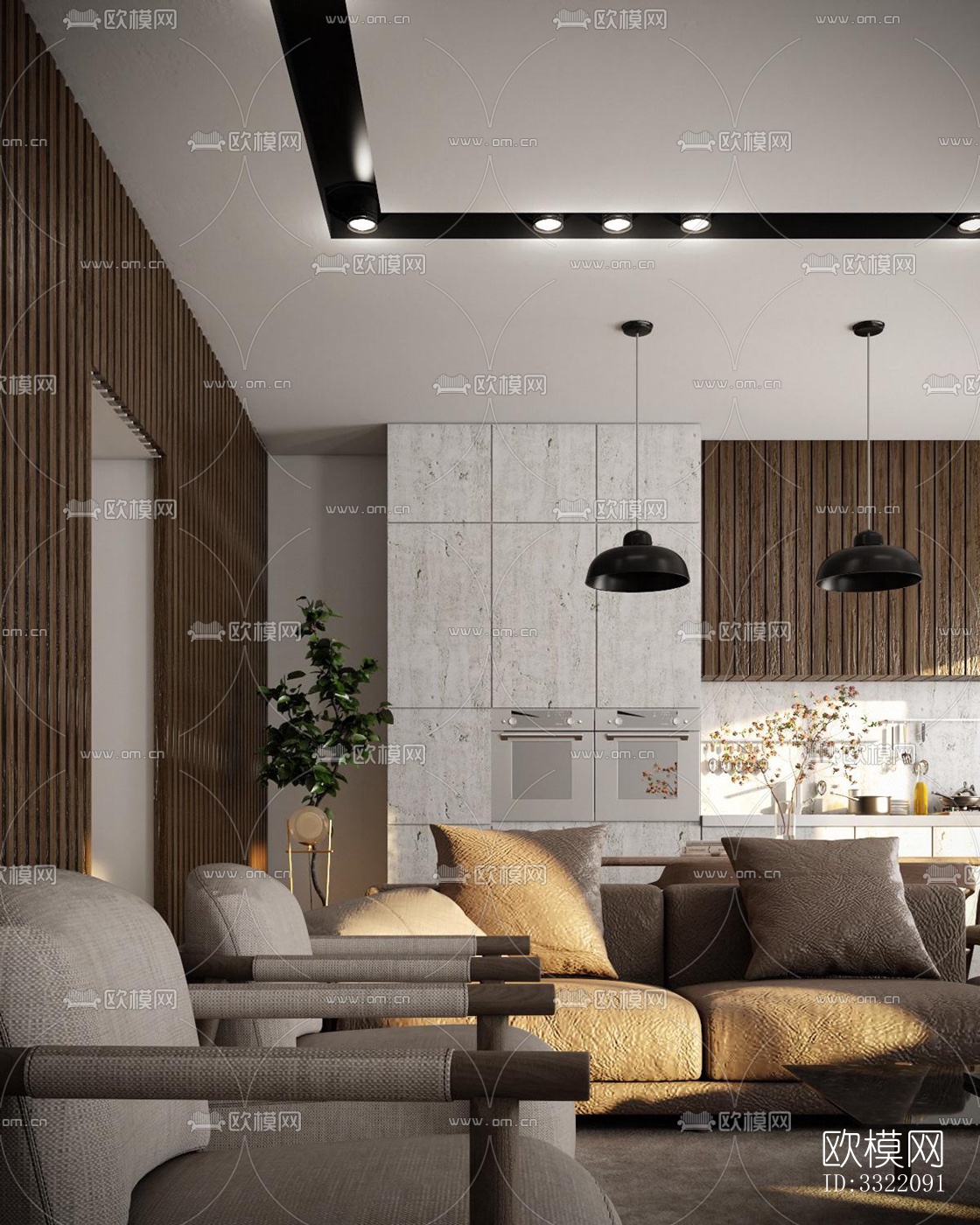现代客厅效果图下载（渲染图2）