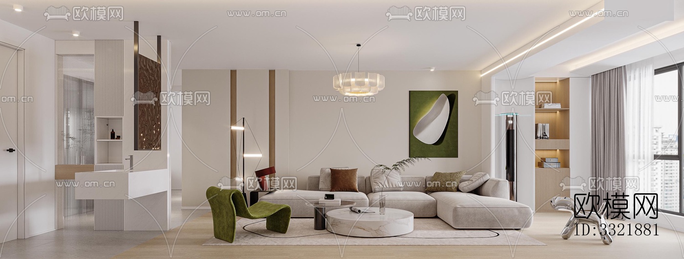 现代客厅效果图下载（渲染图1）
