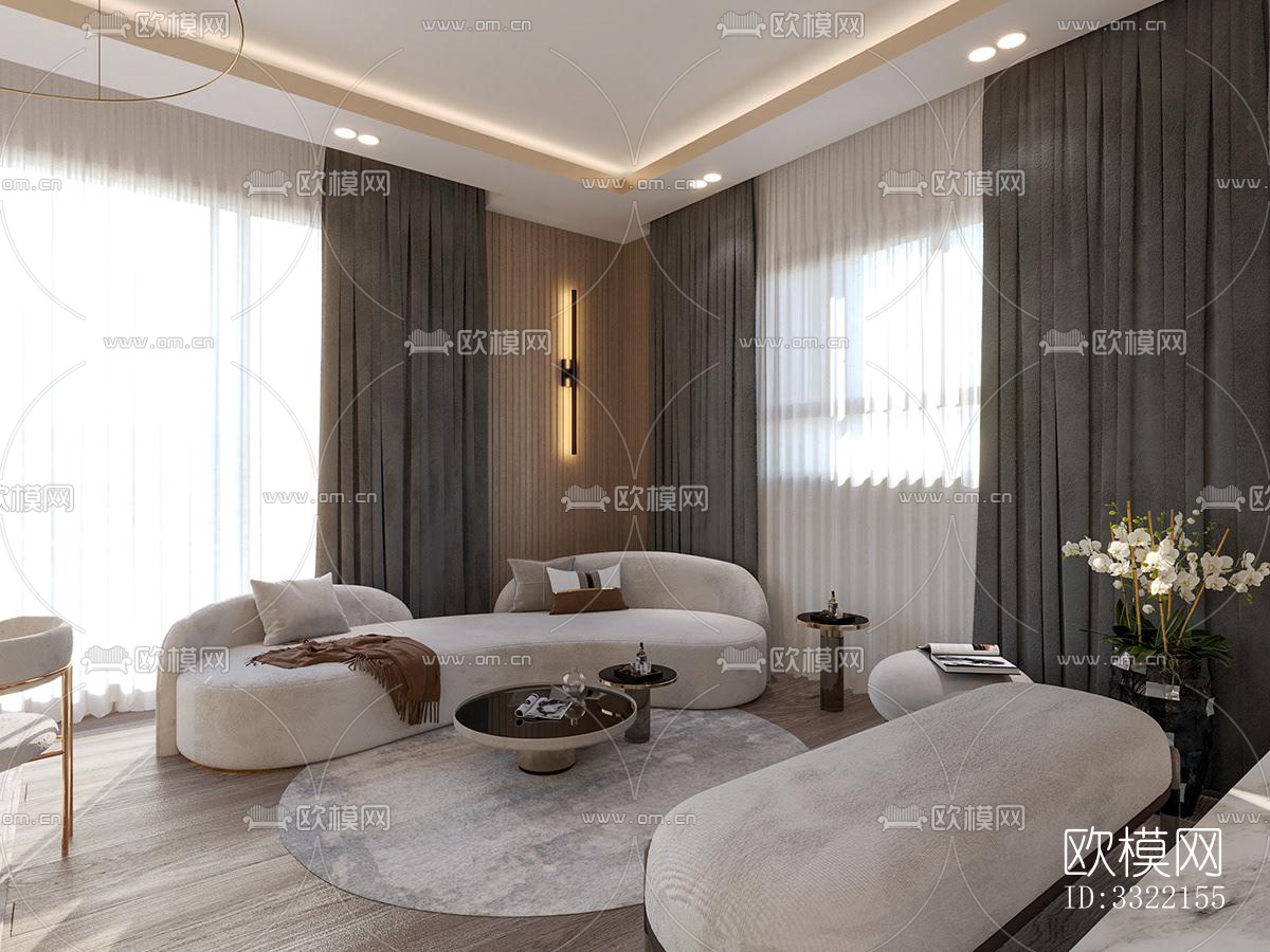 现代客厅效果图下载（渲染图10）
