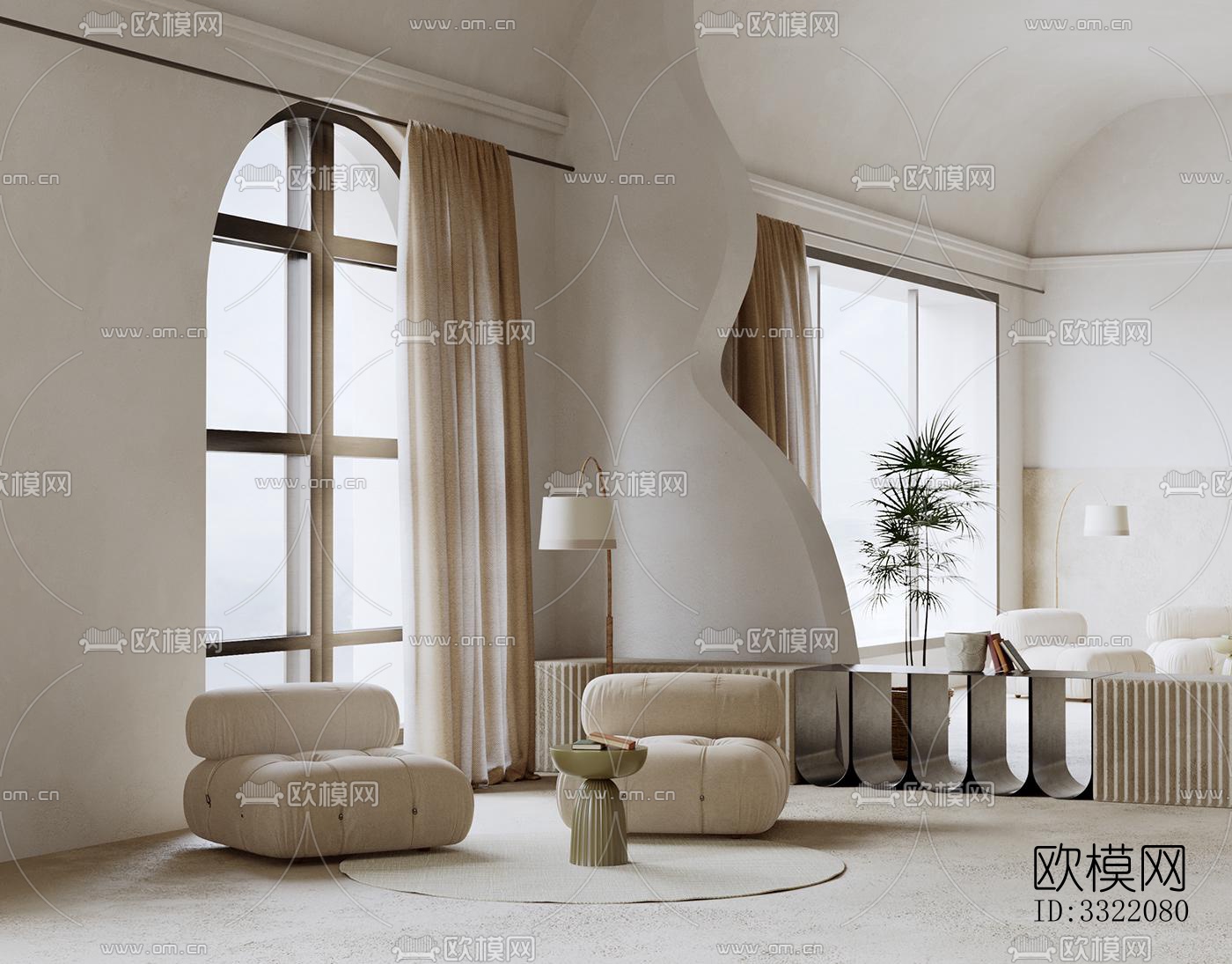 现代客厅效果图下载（渲染图3）