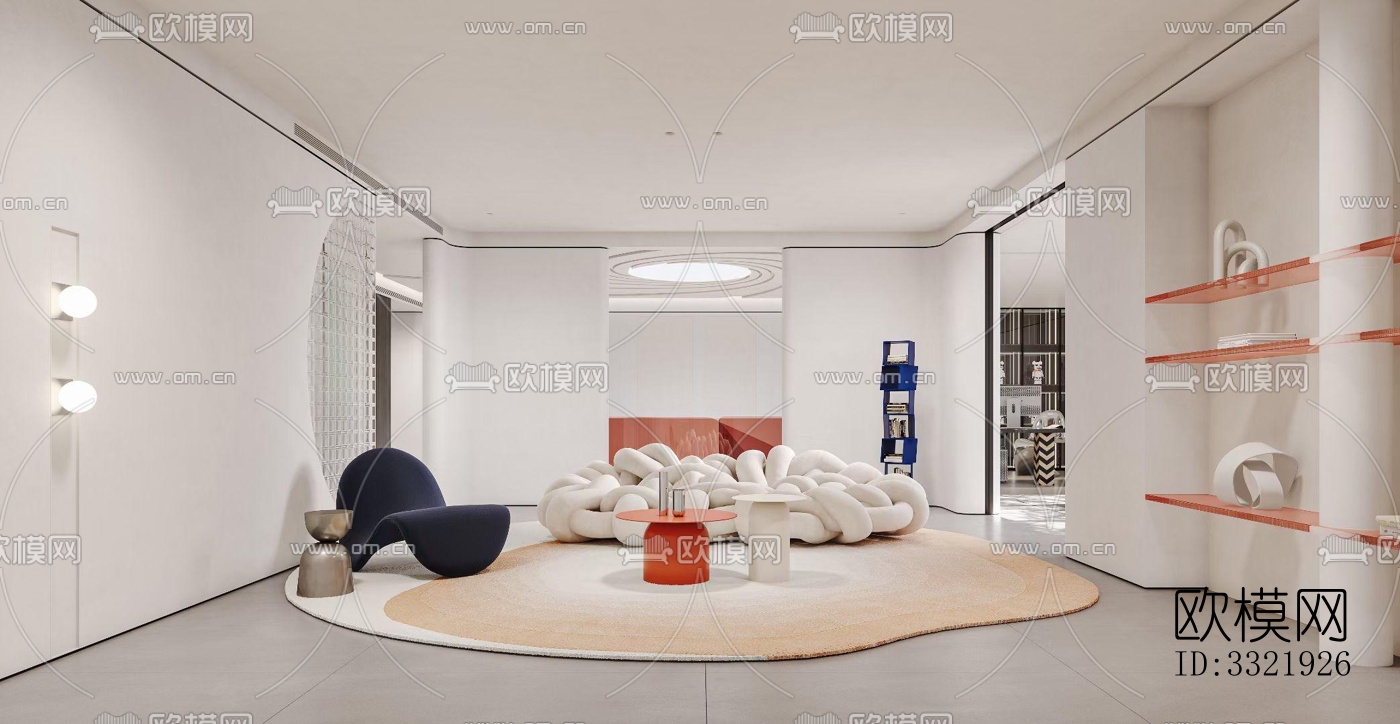 现代客厅效果图下载（渲染图4）