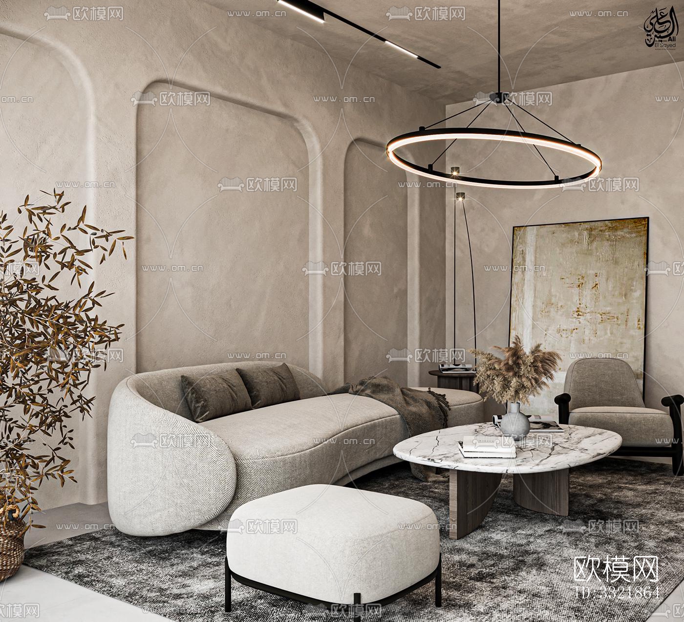 现代客厅效果图下载（渲染图6）