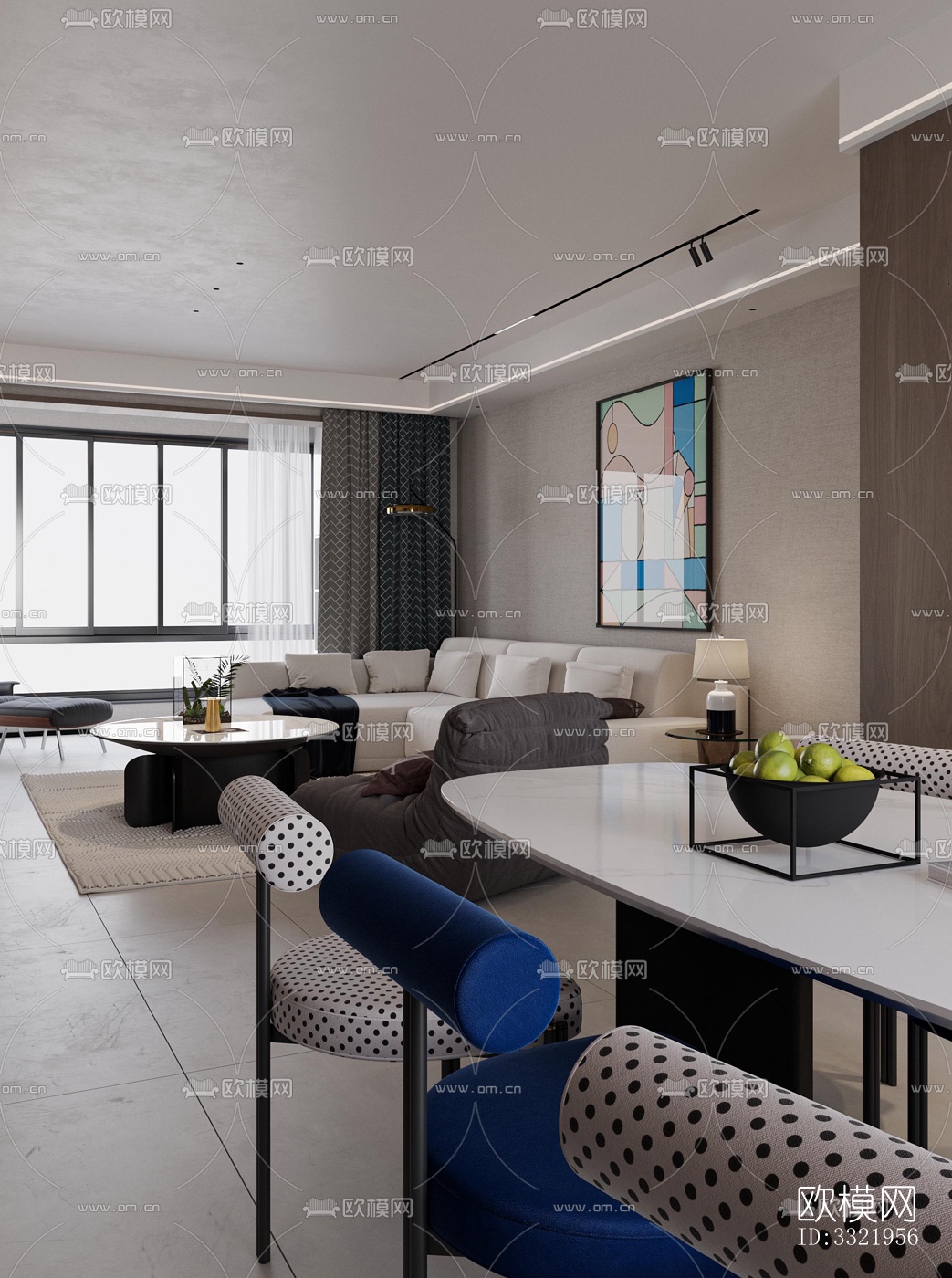 现代客厅效果图下载（渲染图10）