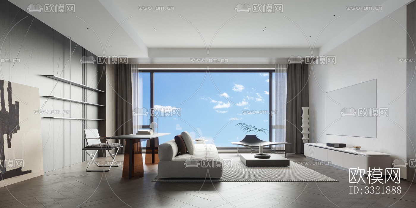 现代客厅效果图下载（渲染图2）