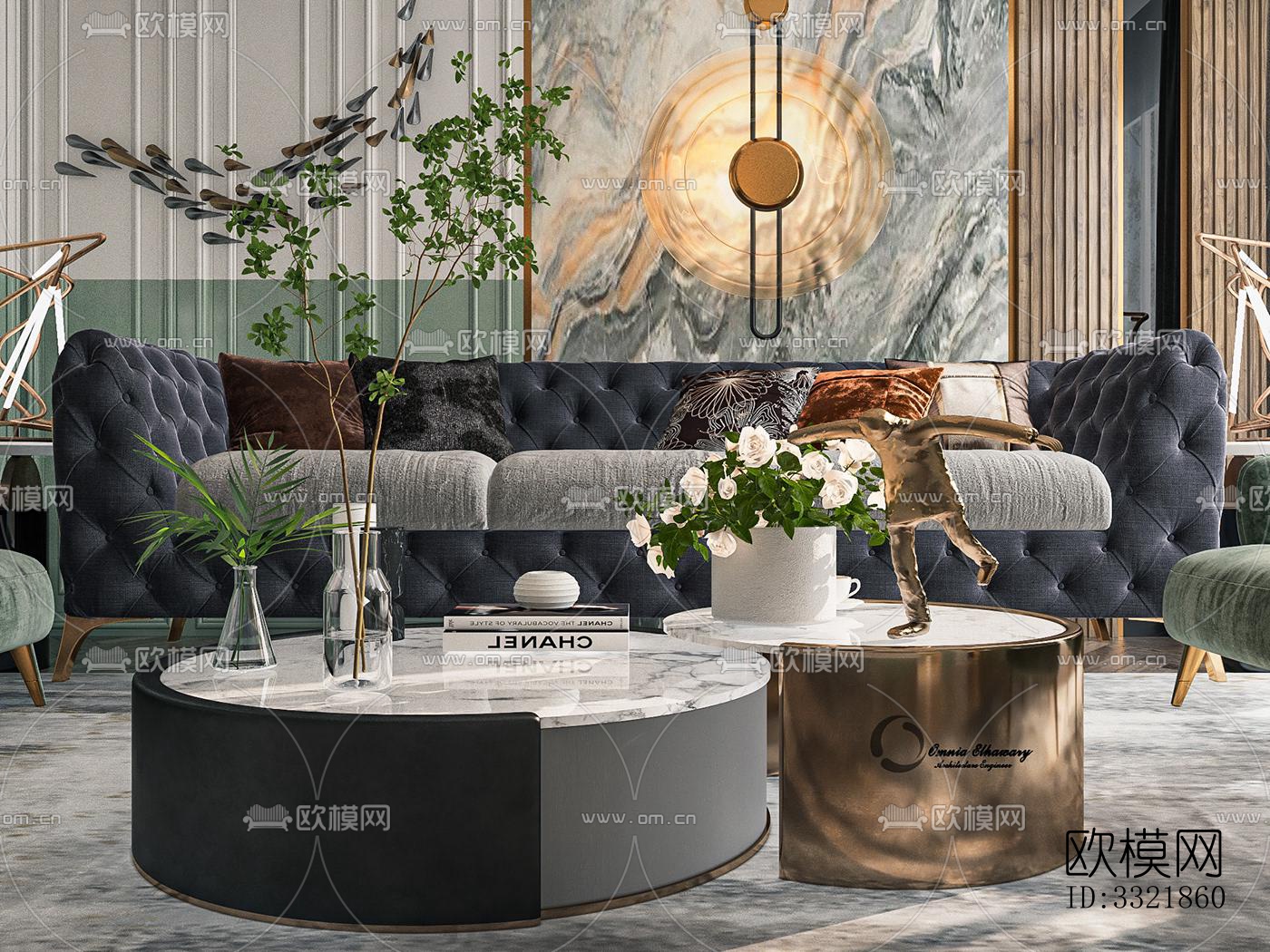 现代客厅效果图下载（渲染图4）