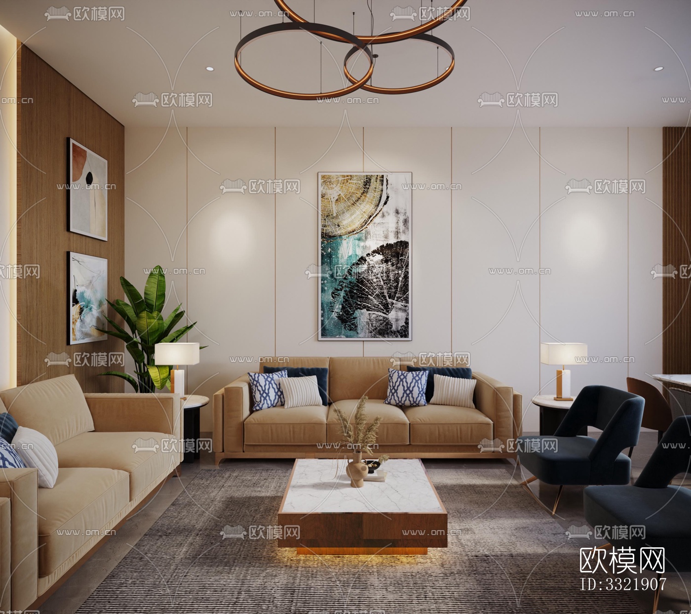 现代客厅效果图下载（渲染图1）