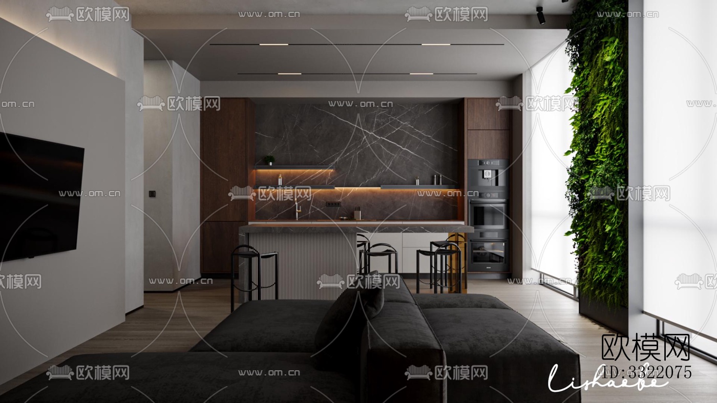 现代客厅效果图下载（渲染图1）