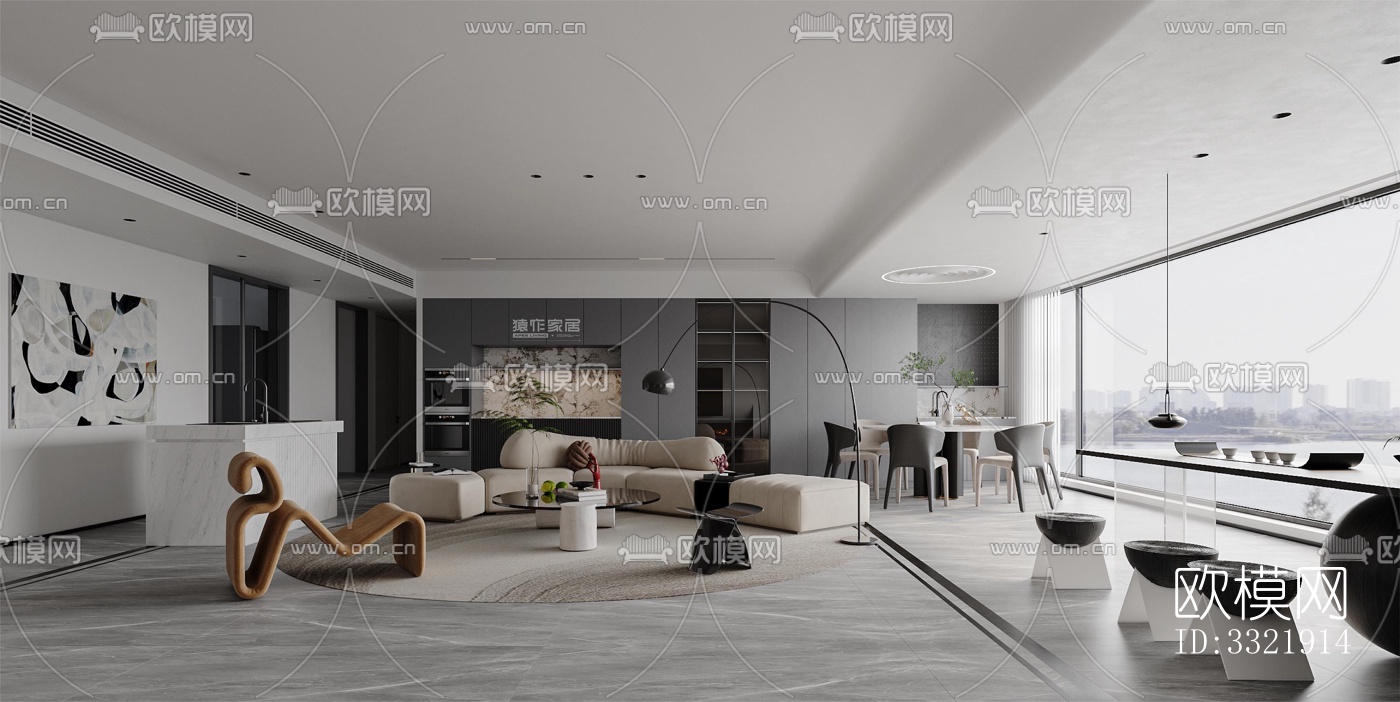 现代客厅效果图下载（渲染图1）