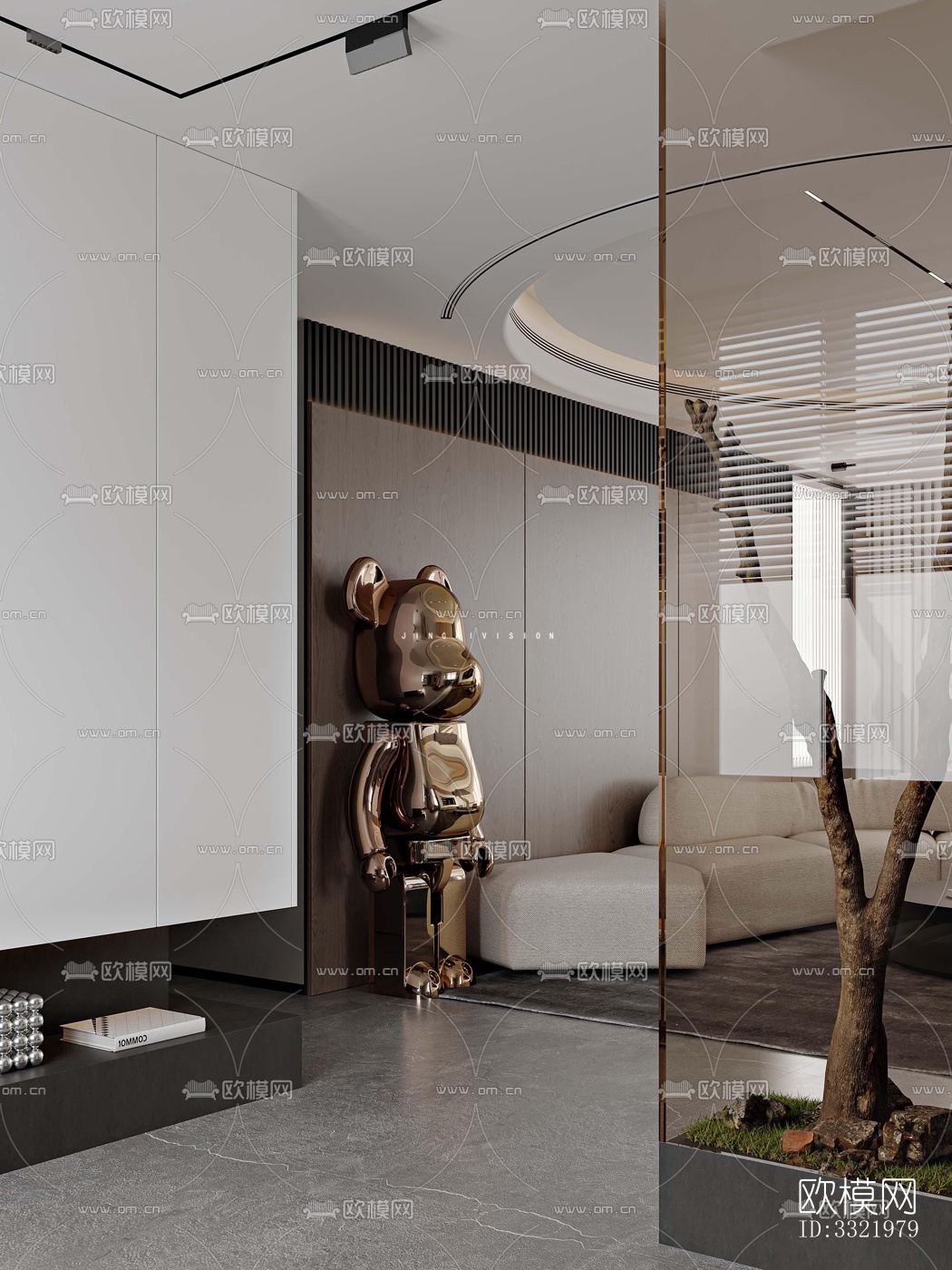 现代客厅效果图下载（渲染图3）