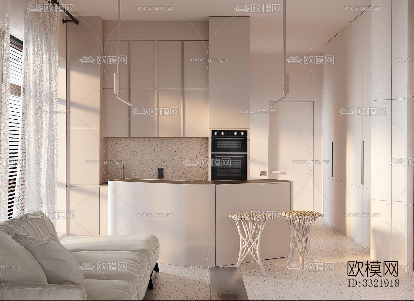 现代客厅效果图下载（渲染图3）