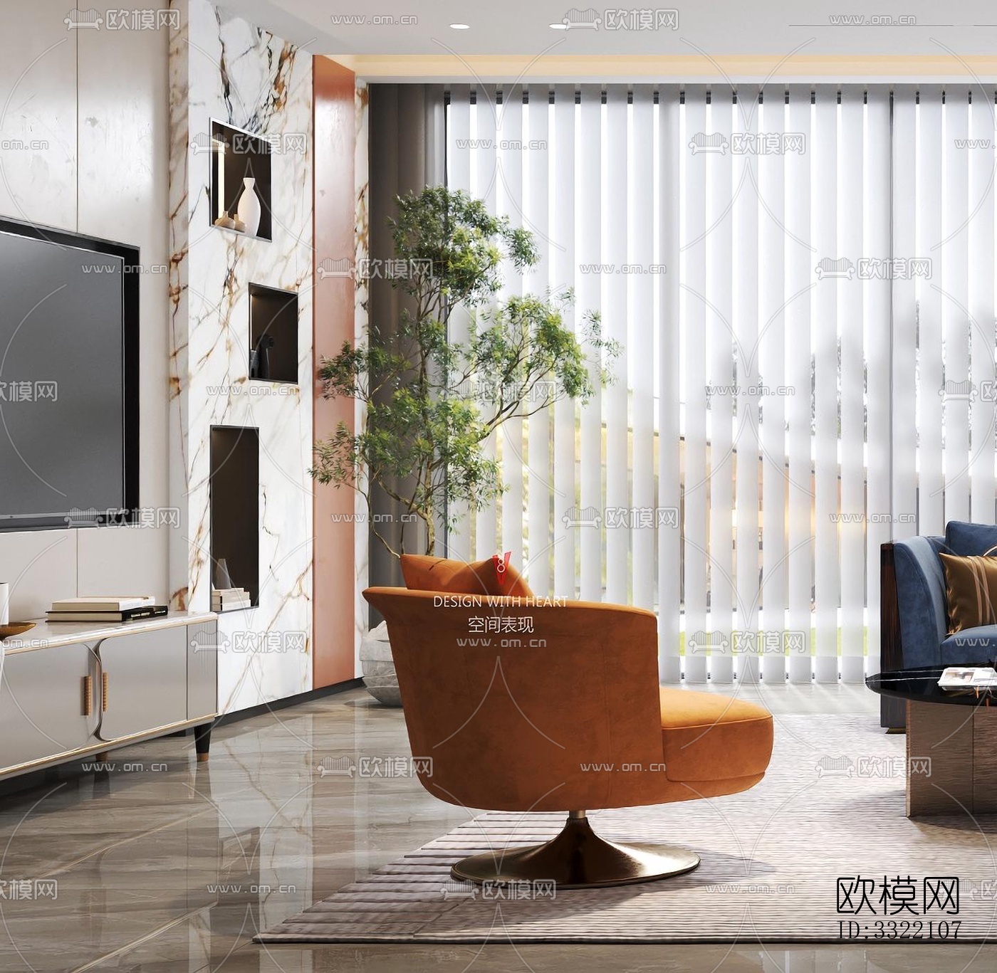 现代客厅效果图下载（渲染图3）