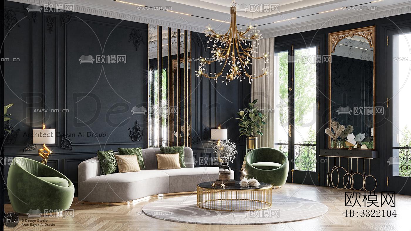 现代客厅效果图下载（渲染图3）