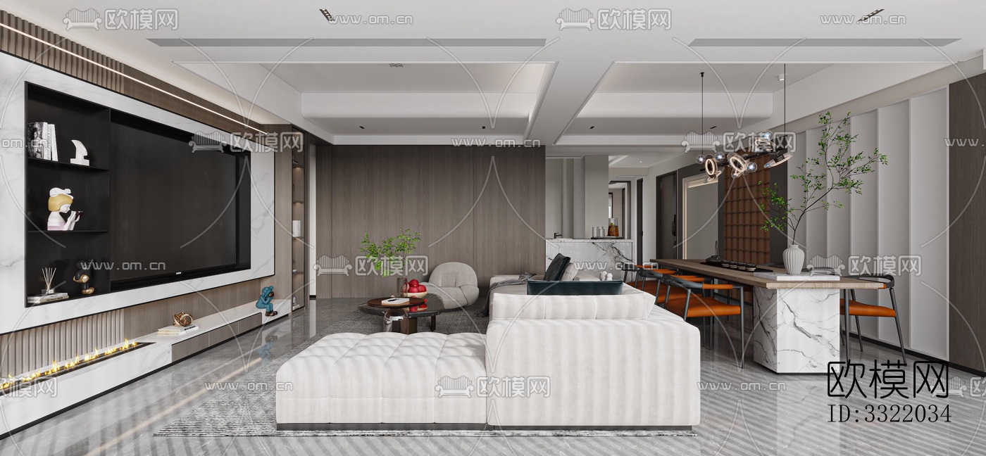 现代客厅效果图下载（渲染图4）